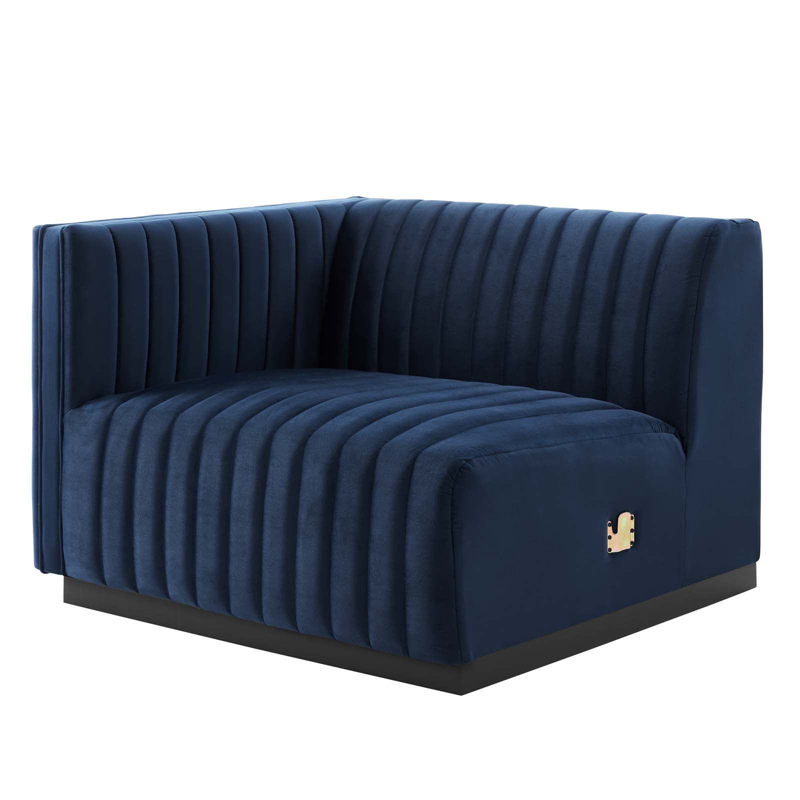 Modway Sectional Sofas - Conjure Channel Tufted Performance Velvet 6-Piece Sectional Black Midnight Blue