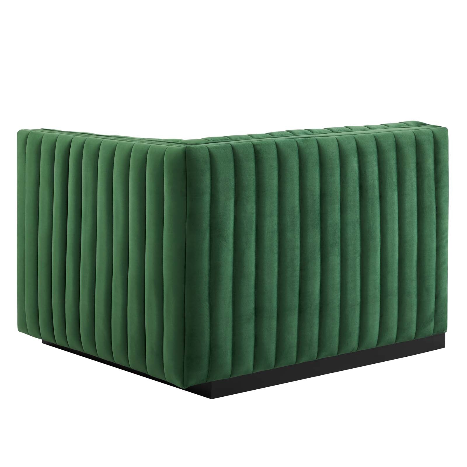 Modway Sectional Sofas - Conjure Channel Tufted Performance 119"W Velvet 5-Piece Sectional Black Emerald