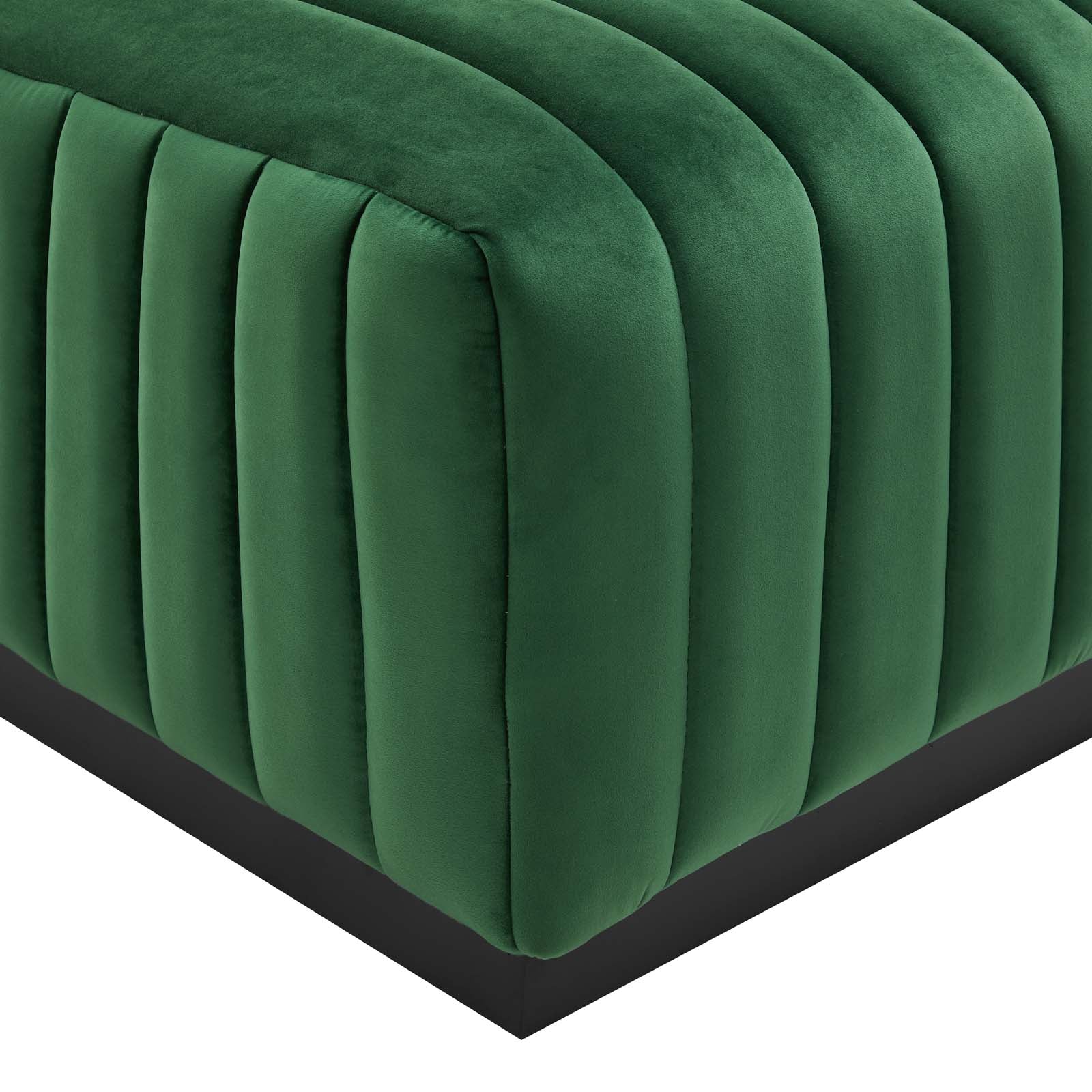 Modway Sectional Sofas - Conjure Channel Tufted Performance 119"W Velvet 5-Piece Sectional Black Emerald