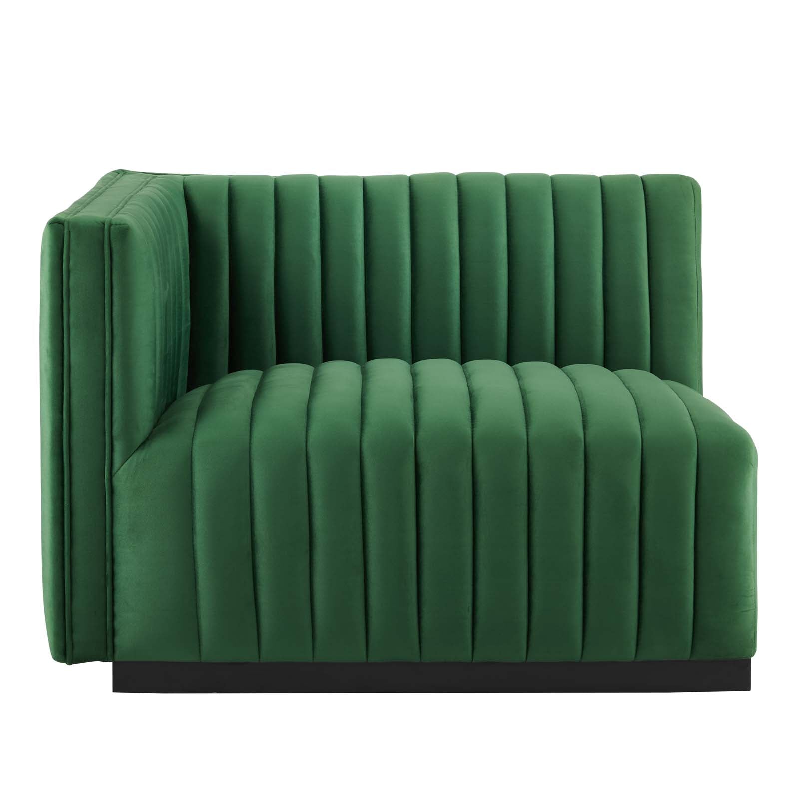 Modway Sectional Sofas - Conjure Channel Tufted Performance 119"W Velvet 5-Piece Sectional Black Emerald