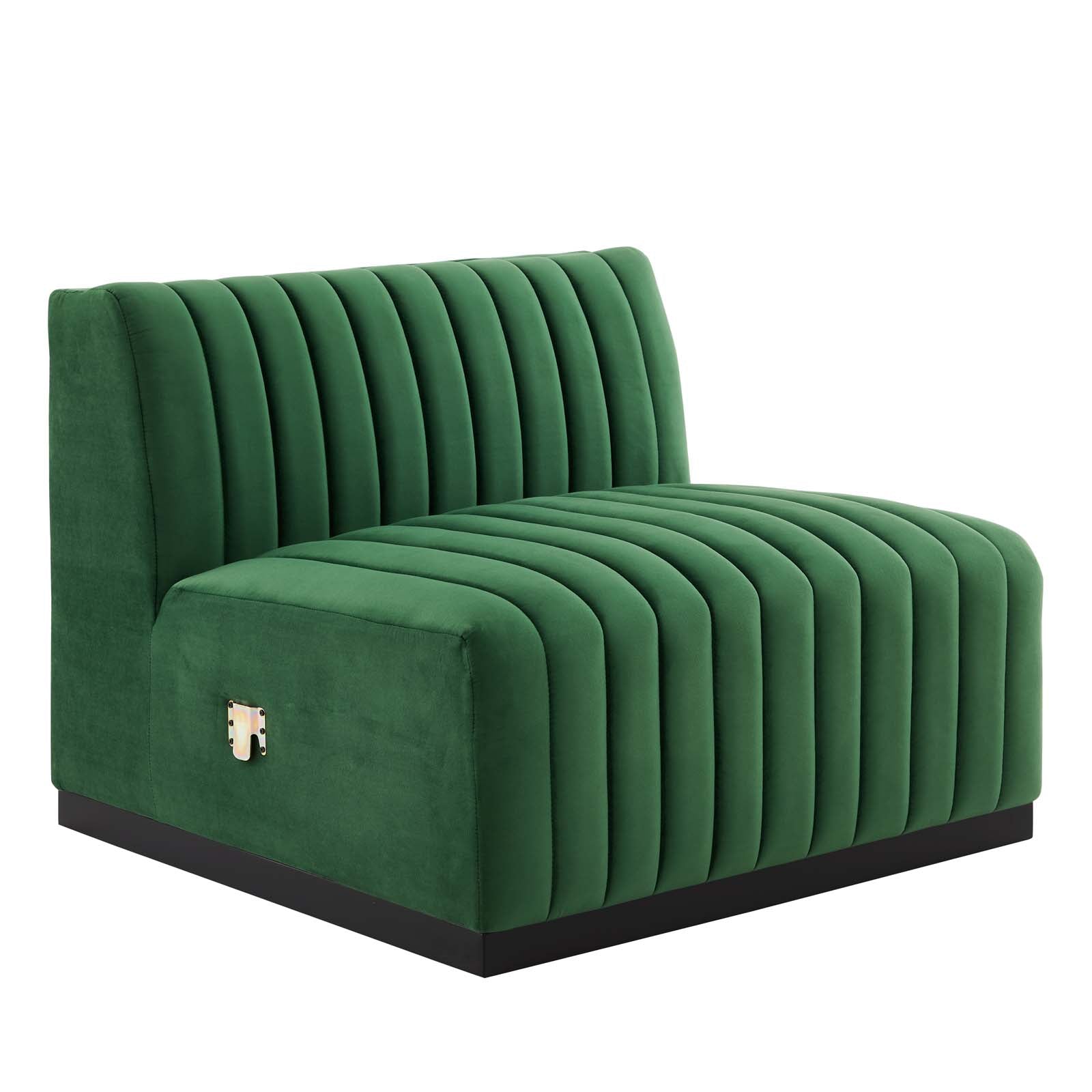 Modway Sectional Sofas - Conjure Channel Tufted Performance 119"W Velvet 5-Piece Sectional Black Emerald