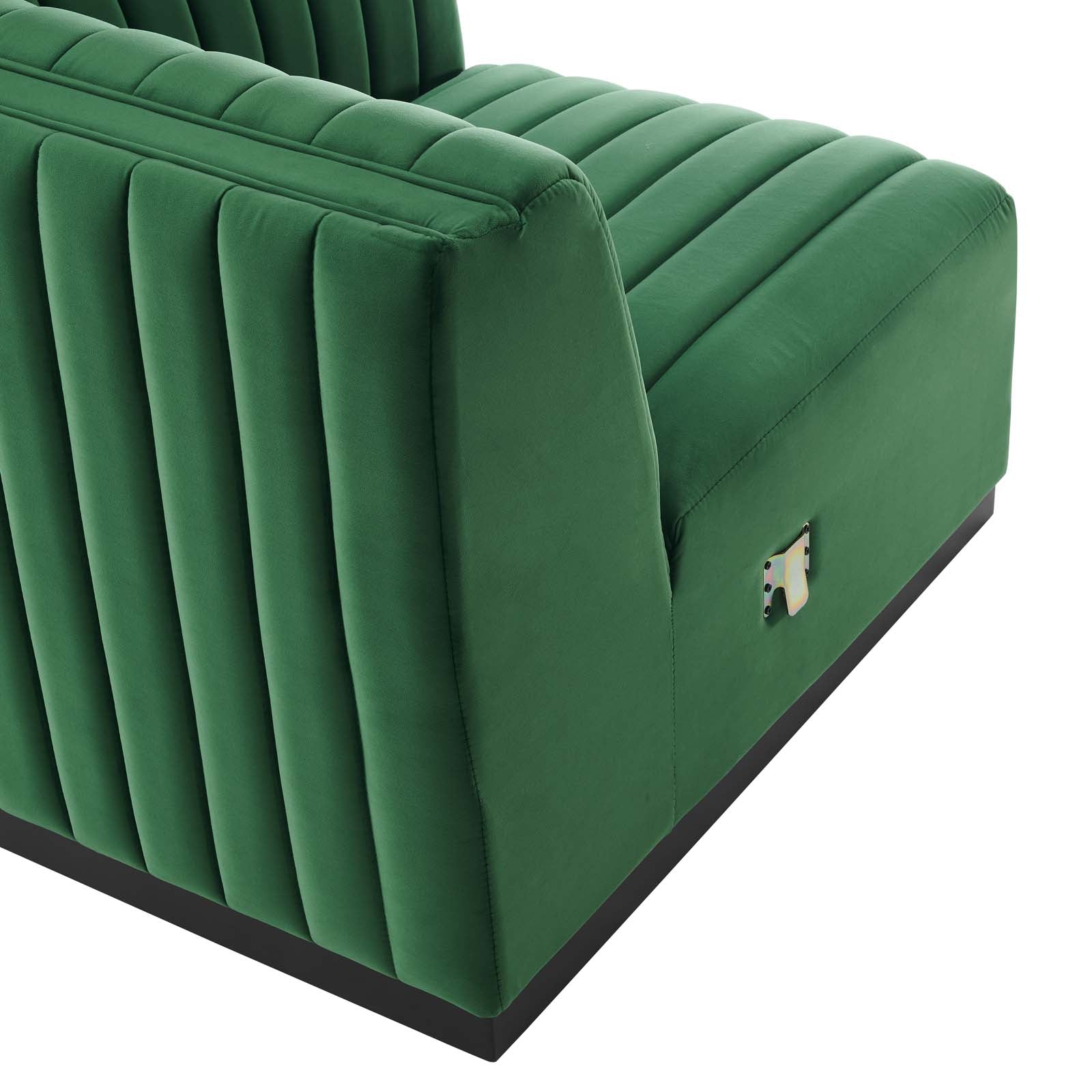 Modway Sectional Sofas - Conjure Channel Tufted Performance Velvet 5-Piece Sectional Black Emerald