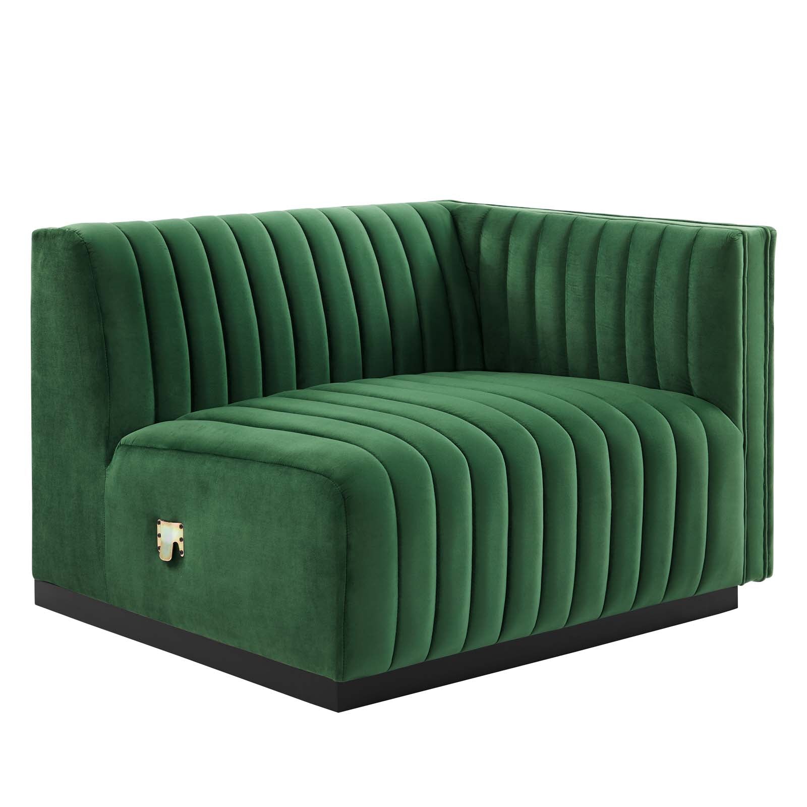 Modway Sectional Sofas - Conjure Channel Tufted Performance Velvet 5-Piece Sectional Black Emerald