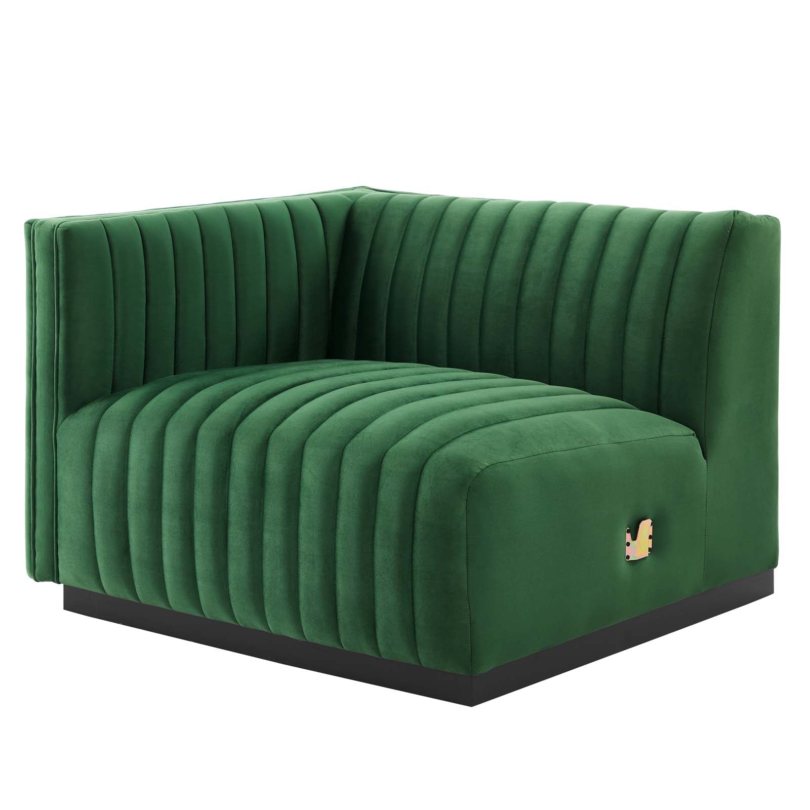 Modway Sectional Sofas - Conjure Channel Tufted Performance Velvet 5-Piece Sectional Black Emerald