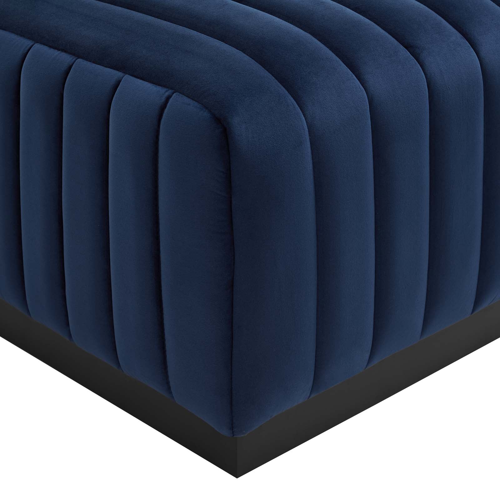 Modway Sectional Sofas - Conjure Channel Tufted Performance Velvet 5-Piece Sectional Black Midnight Blue