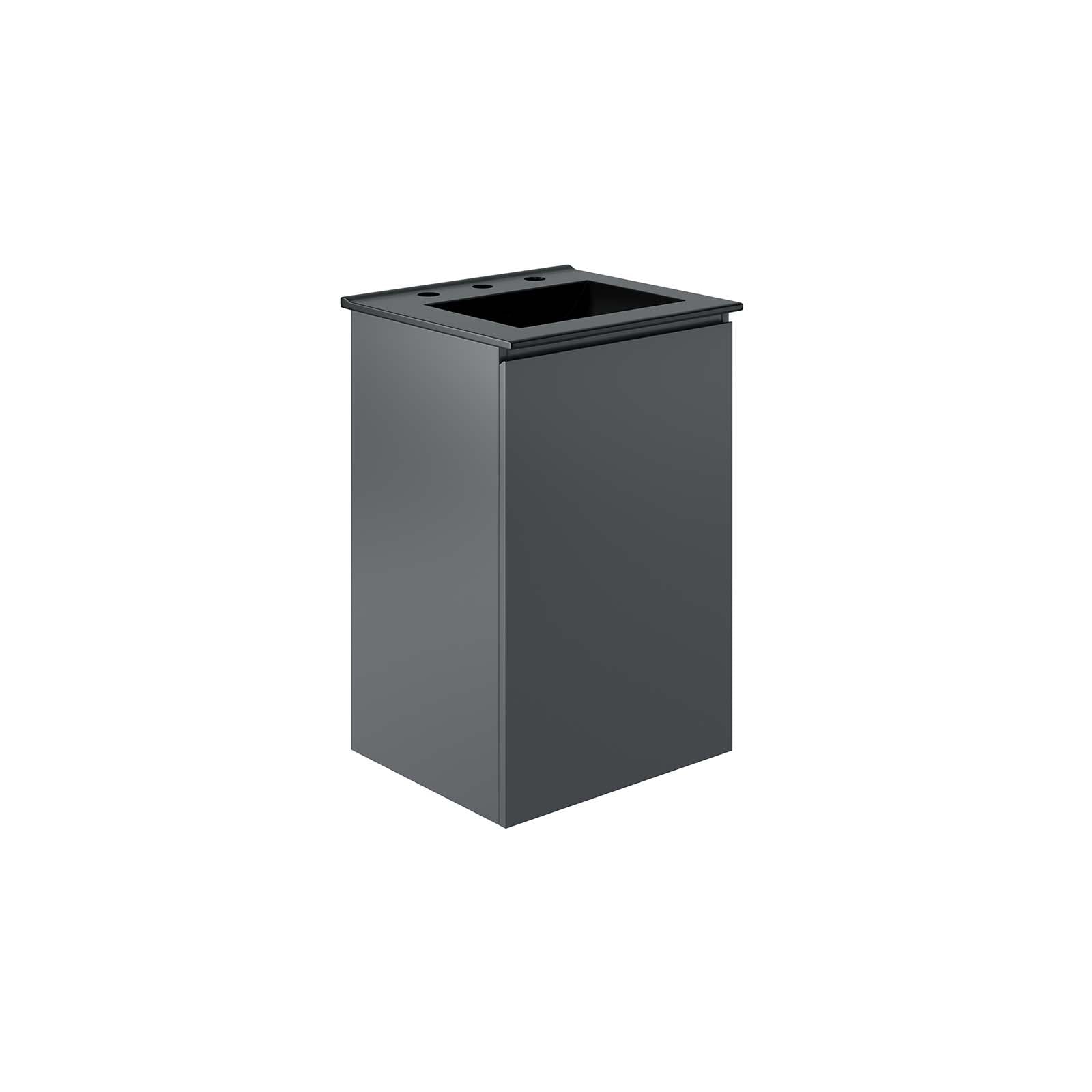 Modway Bathroom Vanity - Bryn 18" Wall-Mount Bathroom Vanity Gray Black
