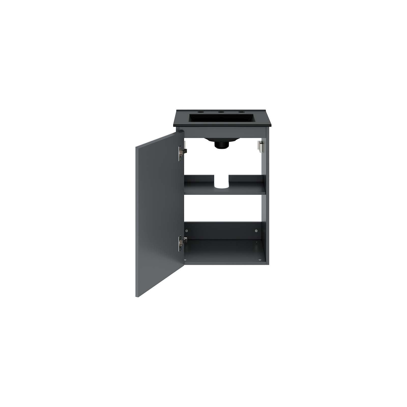 Modway Bathroom Vanity - Bryn 18" Wall-Mount Bathroom Vanity Gray Black