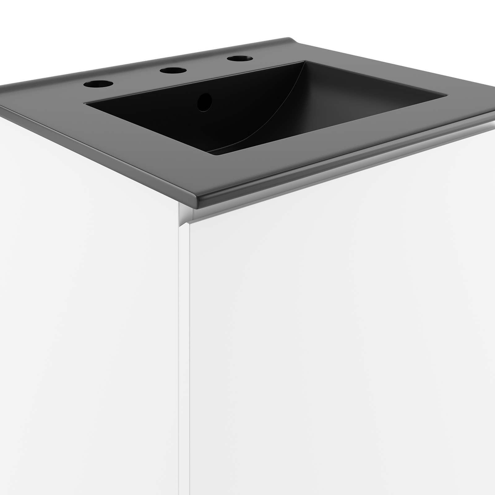 Modway Bathroom Vanity - Bryn 18" Wall-Mount Bathroom Vanity White Black