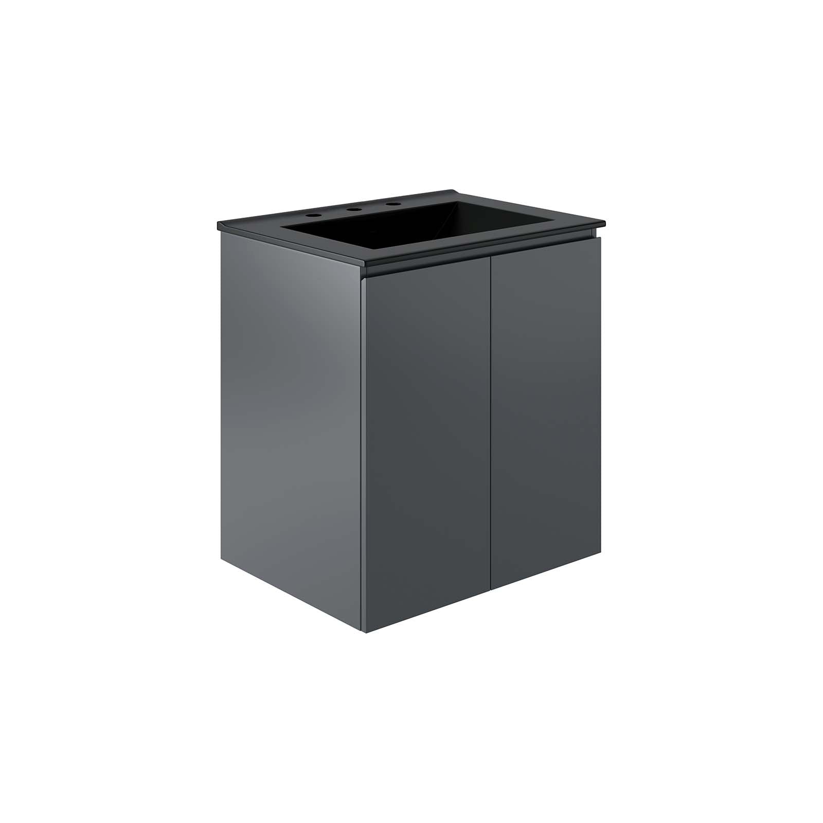 Modway Bathroom Vanity - Bryn 24" Wall-Mount Bathroom Vanity Gray Black