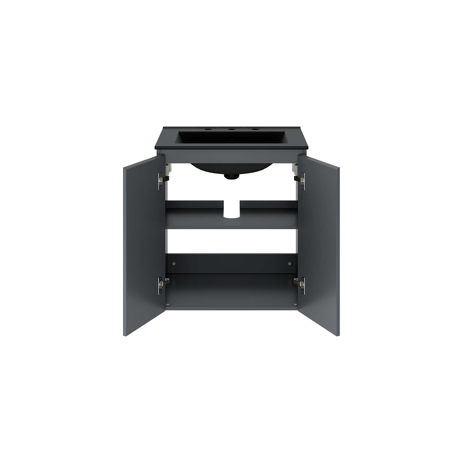 Modway Bathroom Vanity - Bryn 24" Wall-Mount Bathroom Vanity Gray Black