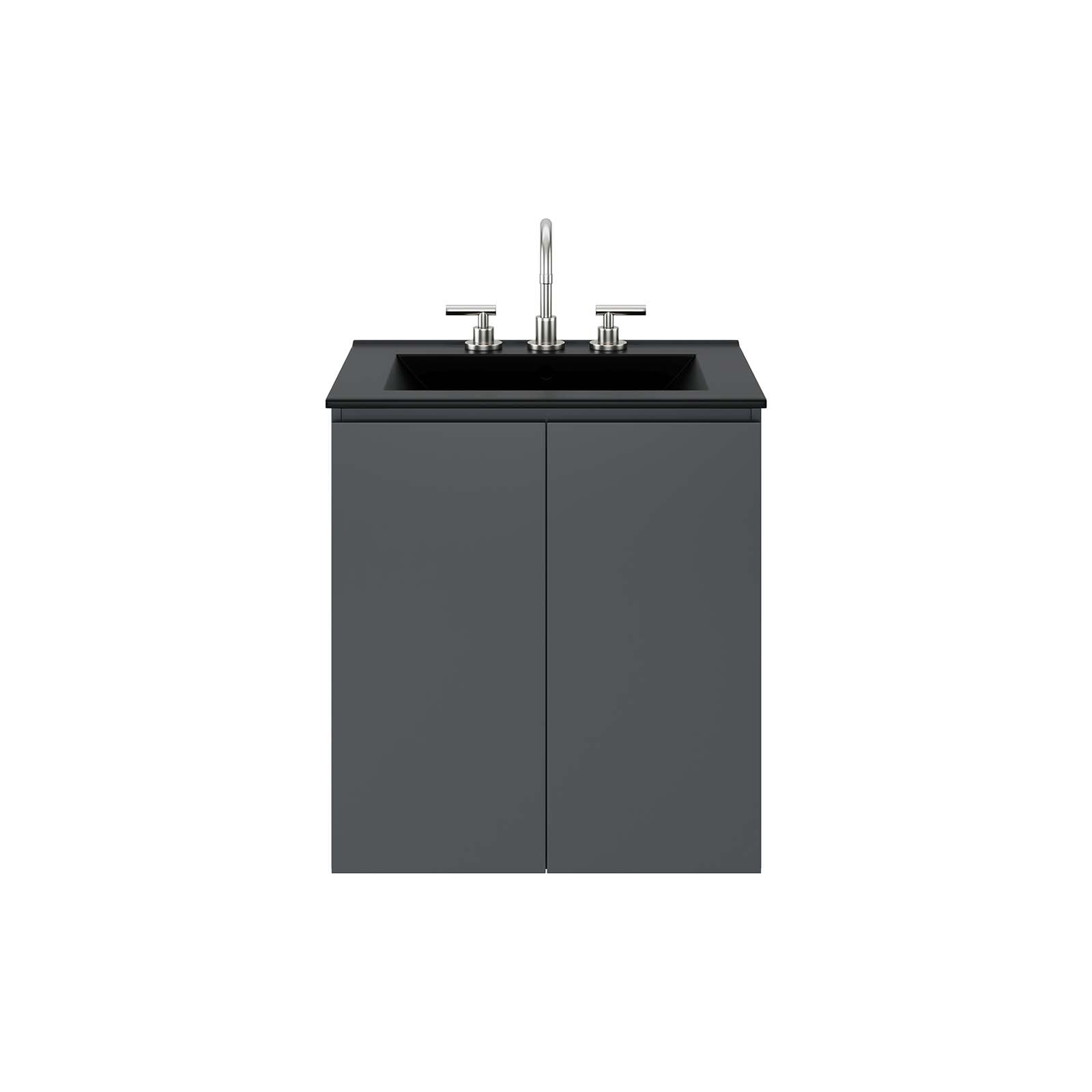 Modway Bathroom Vanity - Bryn 24" Wall-Mount Bathroom Vanity Gray Black