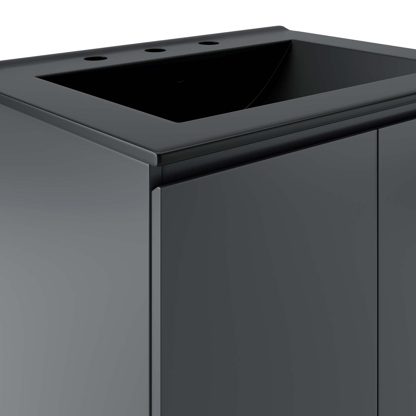 Modway Bathroom Vanity - Bryn 24" Wall-Mount Bathroom Vanity Gray Black