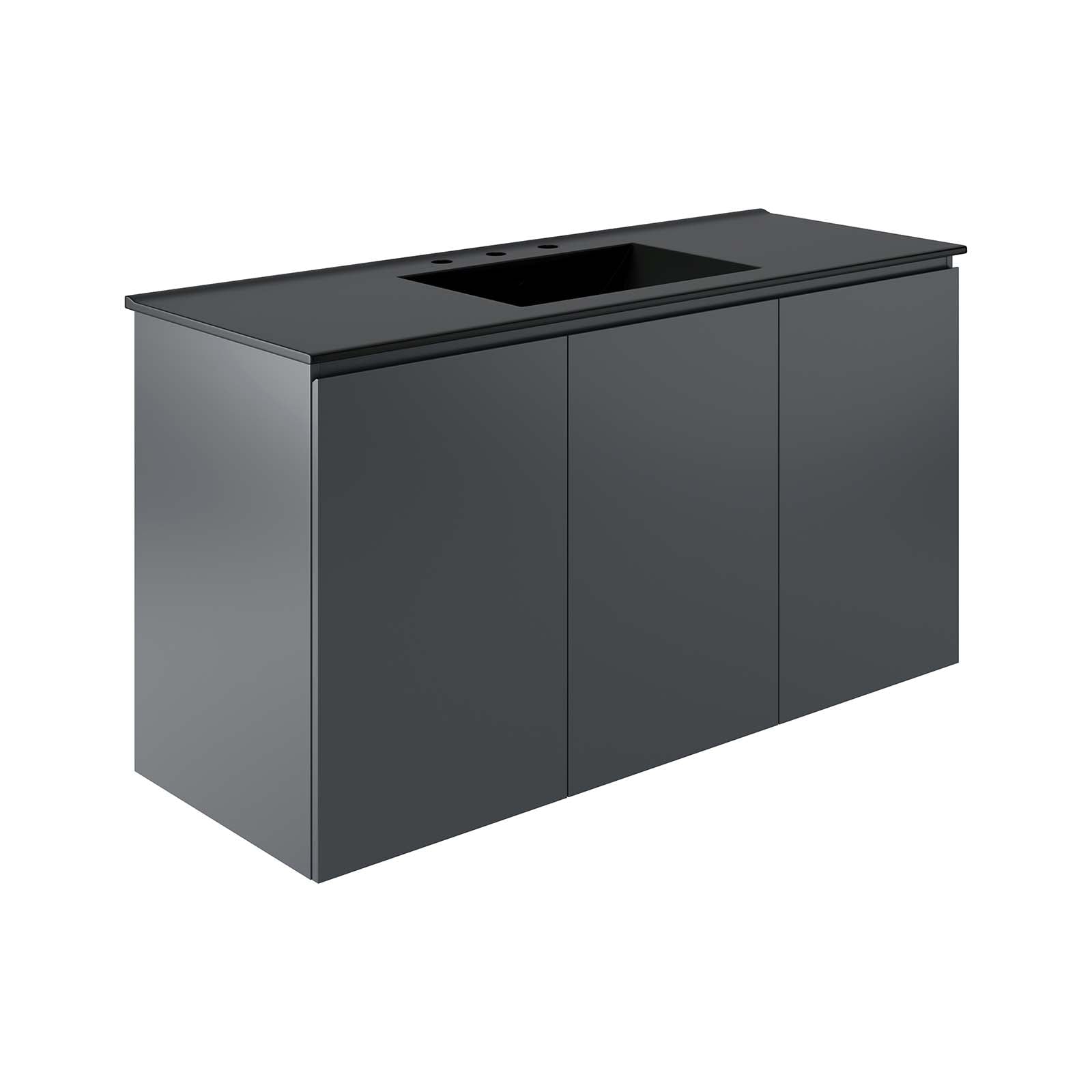 Modway Bathroom Vanity - Bryn 48" Wall-Mount Bathroom Vanity Gray Black