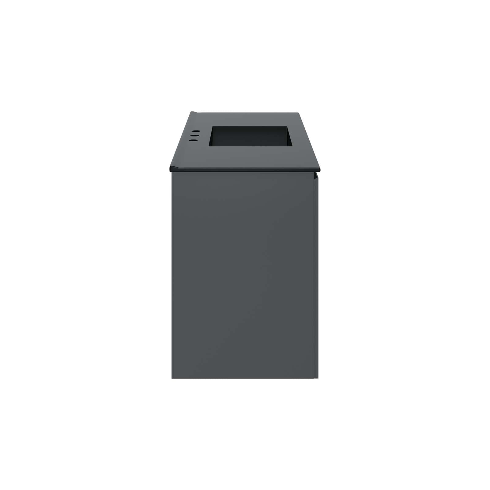 Modway Bathroom Vanity - Bryn 48" Wall-Mount Bathroom Vanity Gray Black