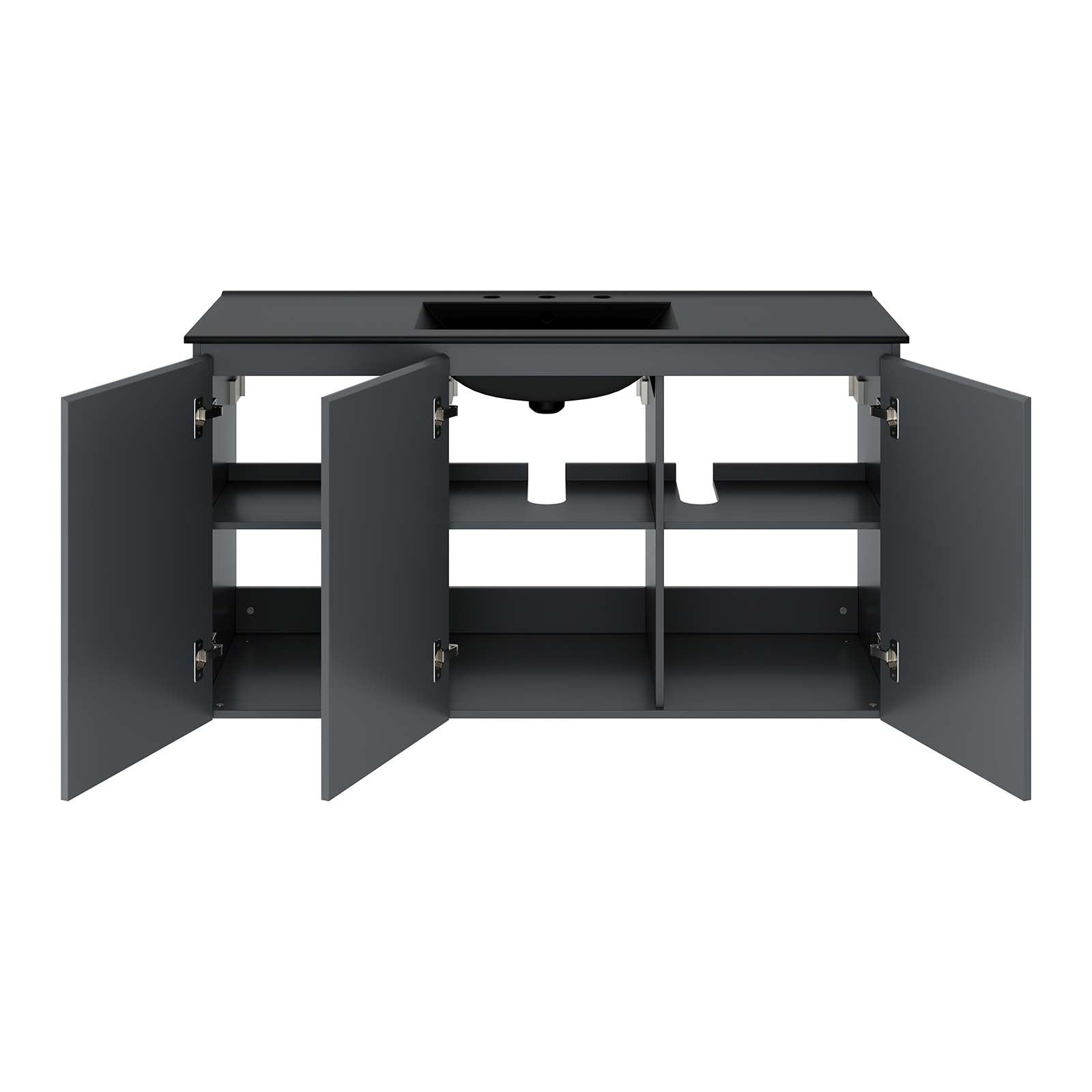 Modway Bathroom Vanity - Bryn 48" Wall-Mount Bathroom Vanity Gray Black
