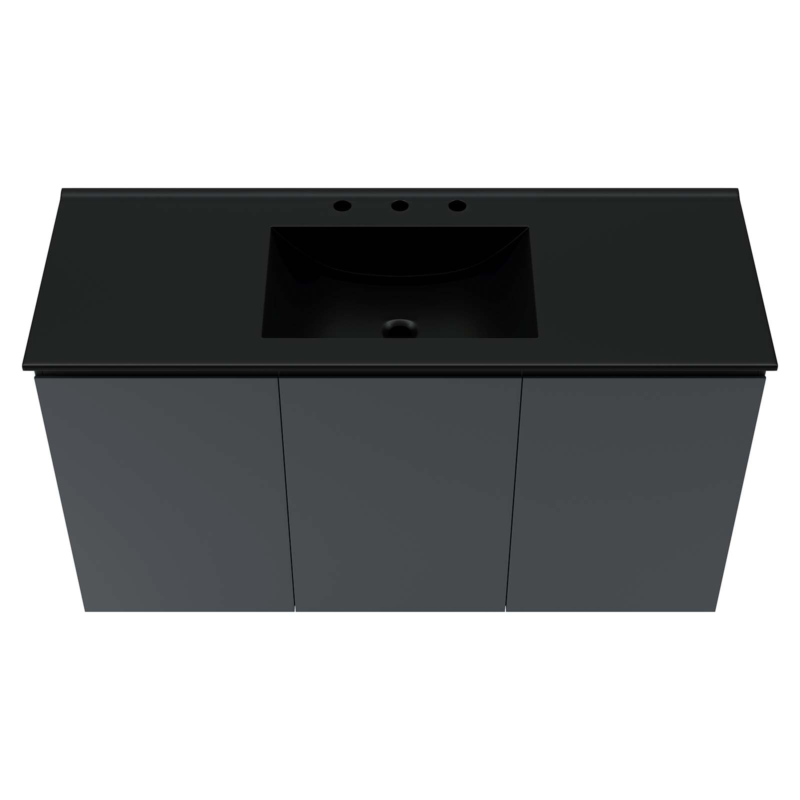 Modway Bathroom Vanity - Bryn 48" Wall-Mount Bathroom Vanity Gray Black
