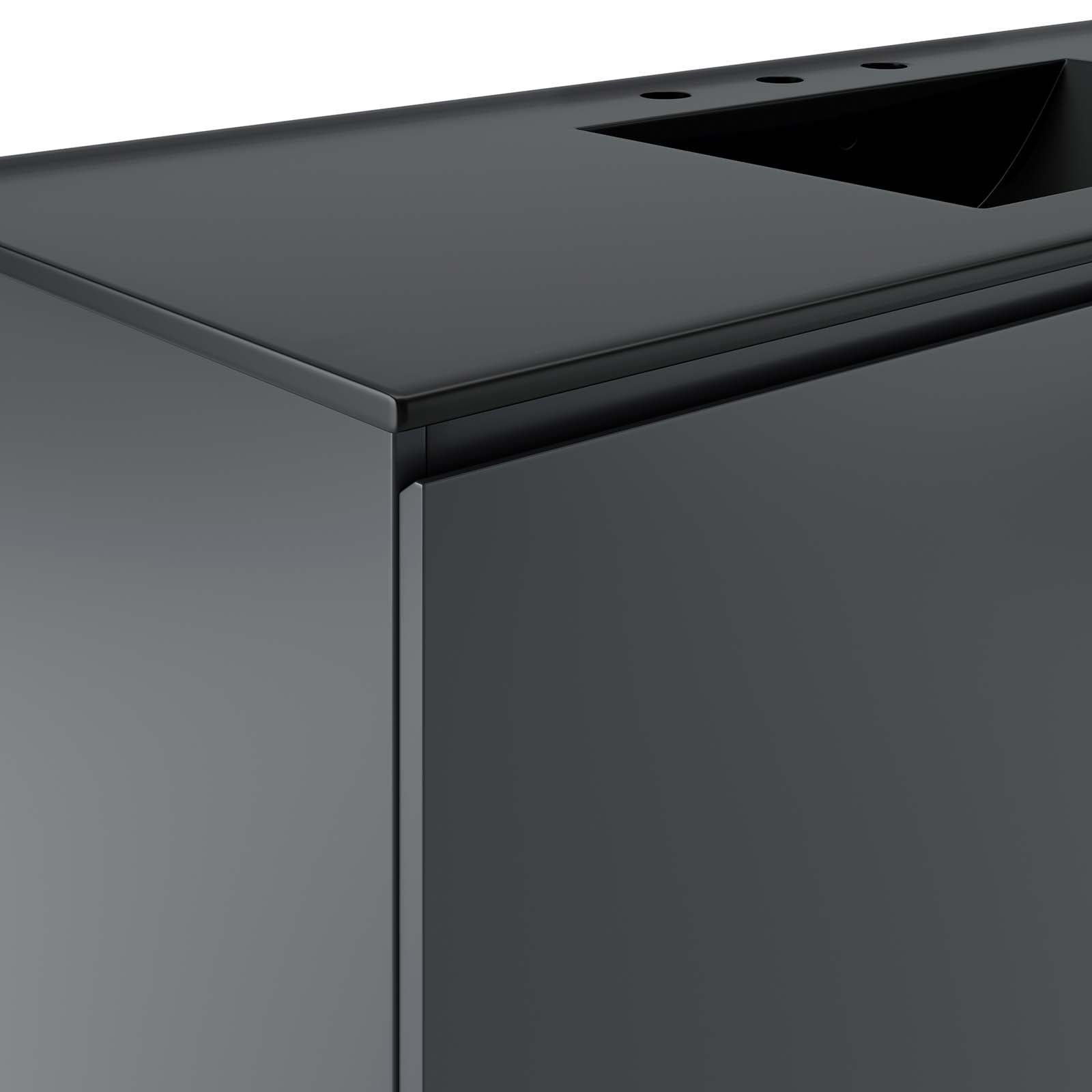 Modway Bathroom Vanity - Bryn 48" Wall-Mount Bathroom Vanity Gray Black
