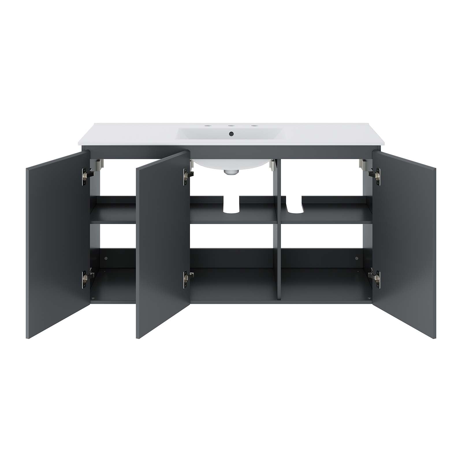 Modway Bathroom Vanity - Bryn 48" Wall-Mount Bathroom Vanity Gray White