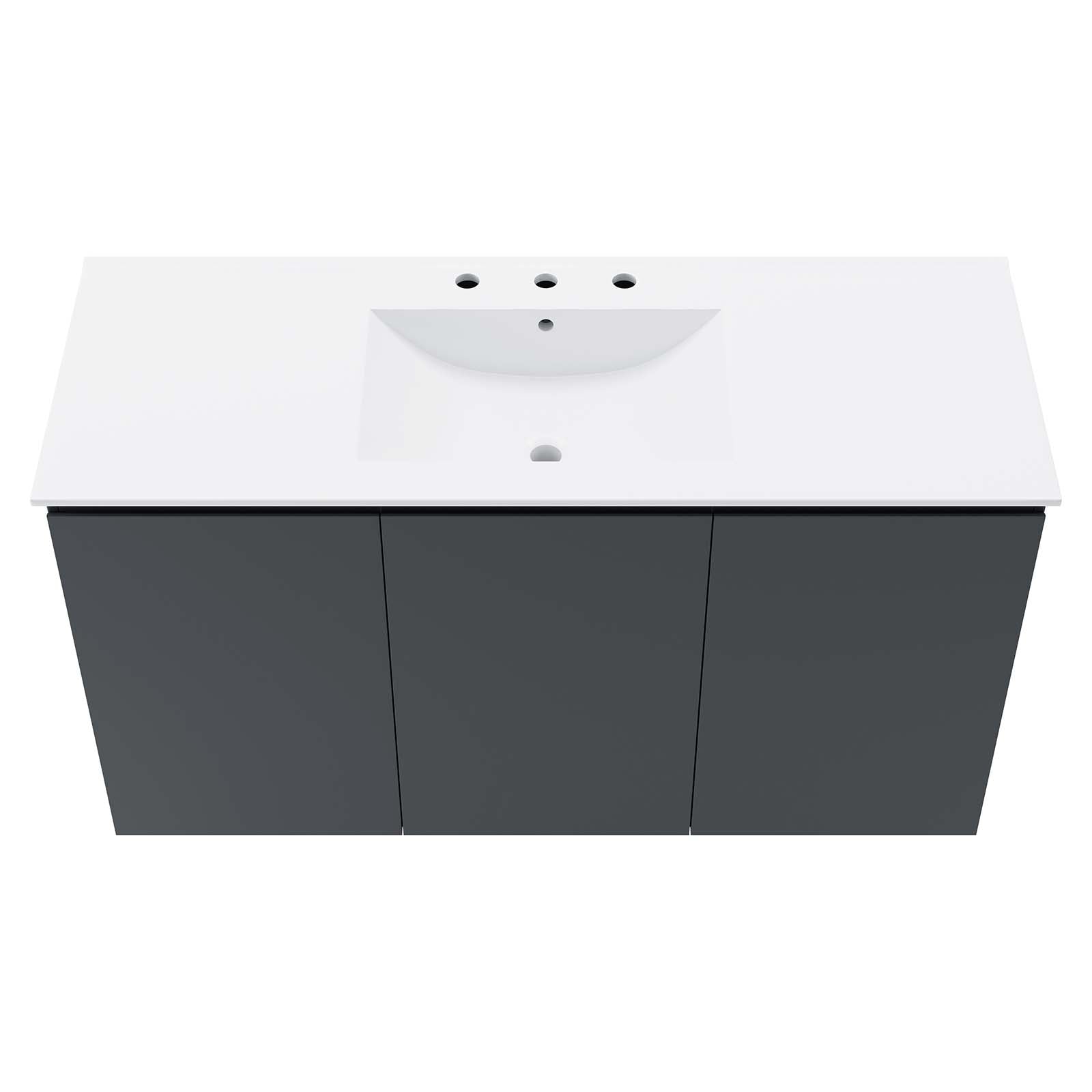 Modway Bathroom Vanity - Bryn 48" Wall-Mount Bathroom Vanity Gray White