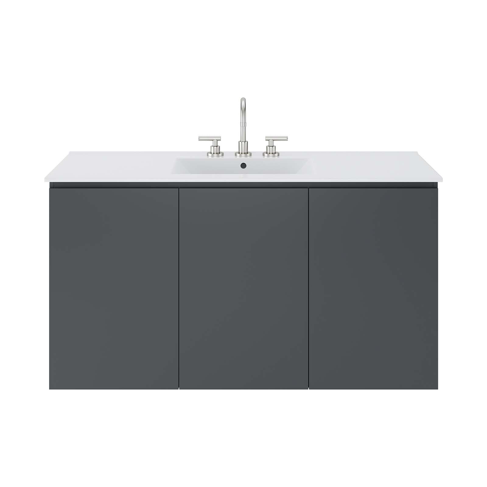 Modway Bathroom Vanity - Bryn 48" Wall-Mount Bathroom Vanity Gray White