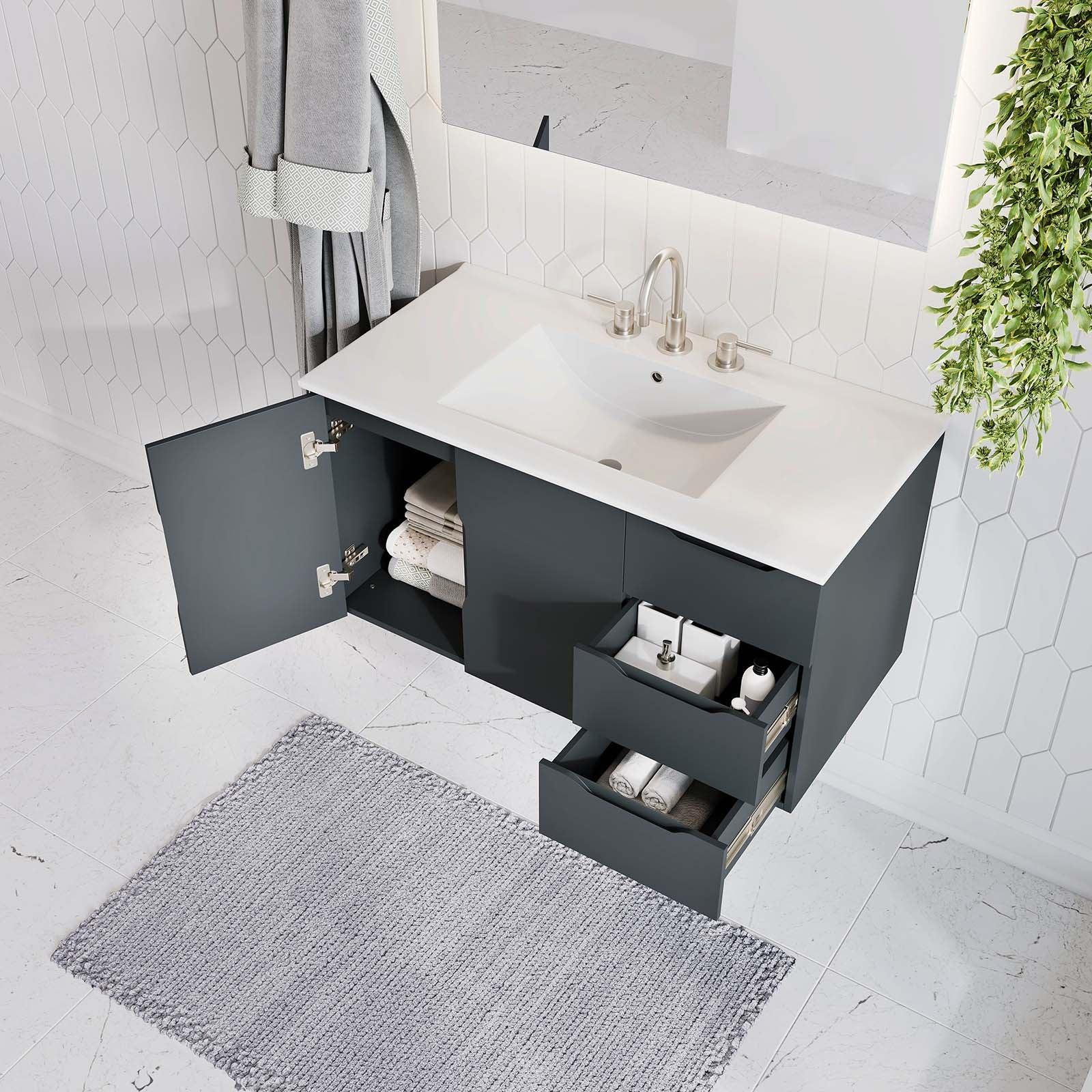 Modway Bathroom Vanity - Vitality 36" Bathroom Vanity Gray White