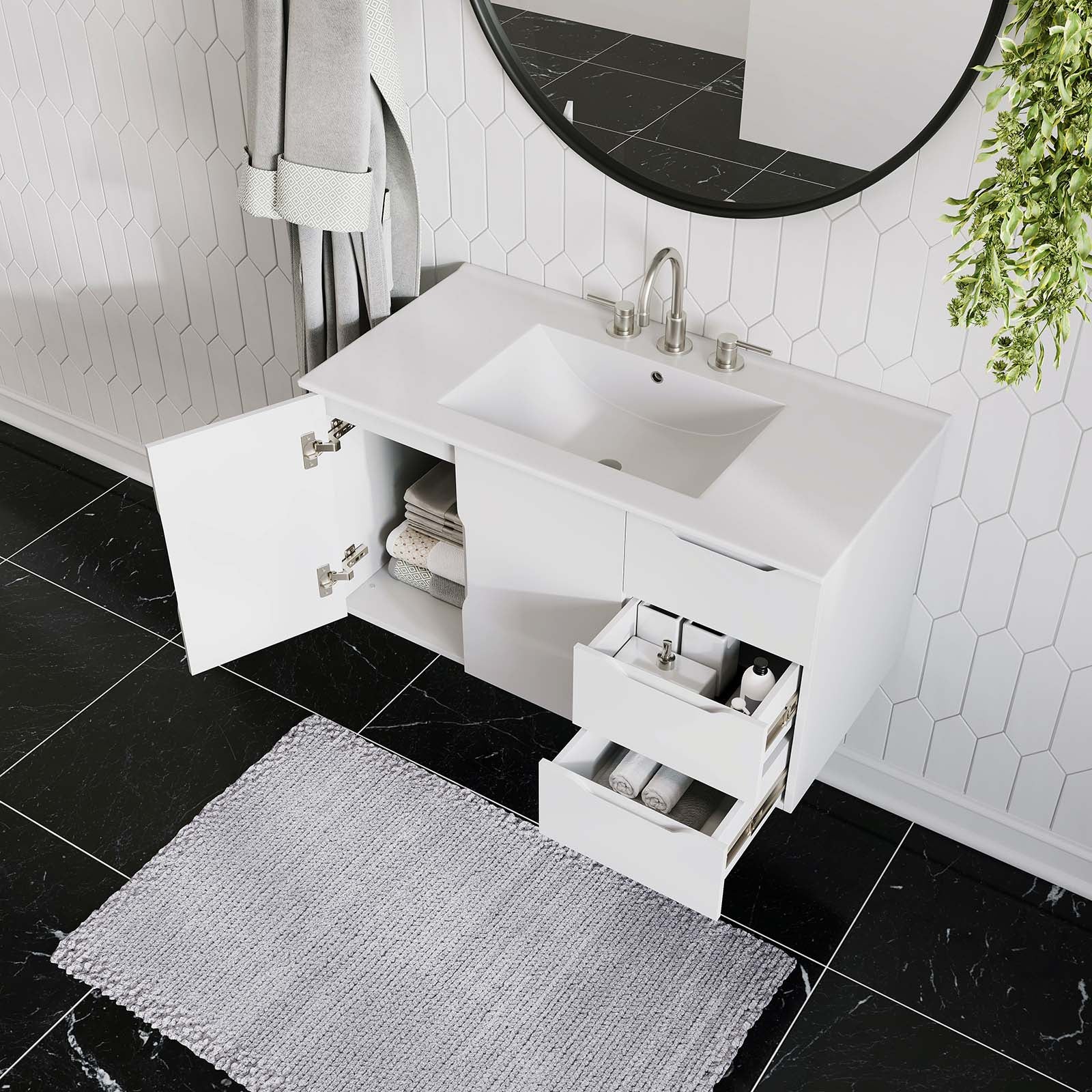 Modway Bathroom Vanity - Vitality 36" Bathroom Vanity White White