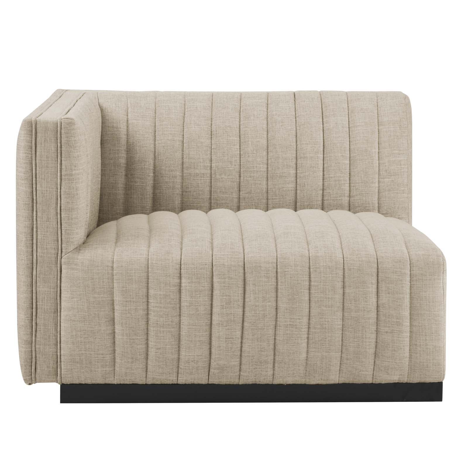 Modway Loveseats - Conjure Channel Tufted Upholstered Fabric Loveseat Black Beige