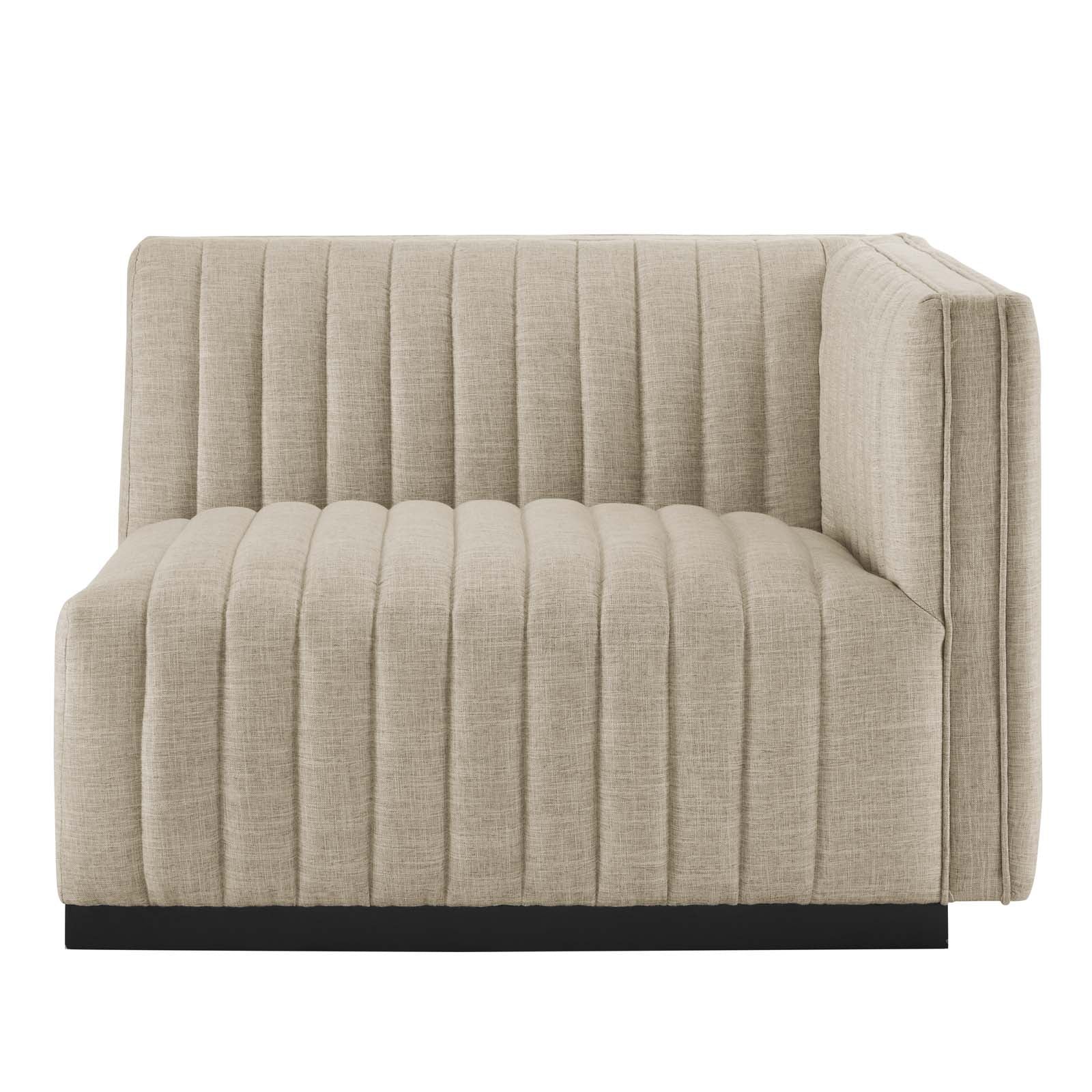 Modway Loveseats - Conjure Channel Tufted Upholstered Fabric Loveseat Black Beige