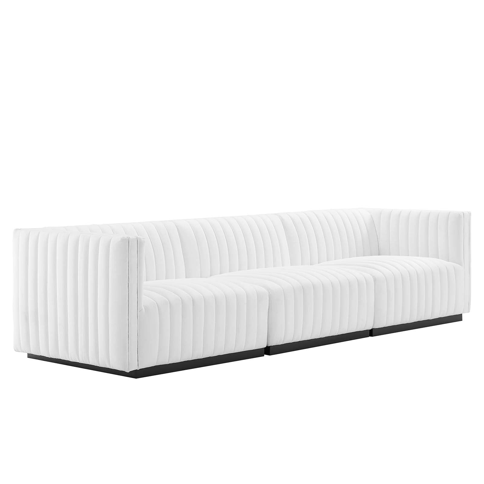Modway Sofas & Couches - Conjure Channel Tufted Upholstered Fabric Sofa Black White