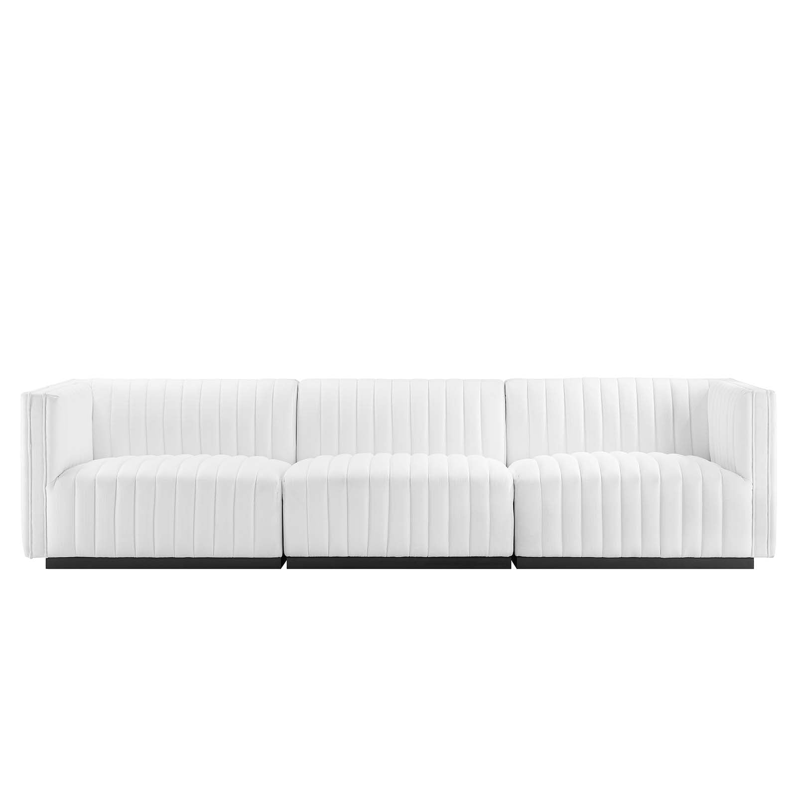 Modway Sofas & Couches - Conjure Channel Tufted Upholstered Fabric Sofa Black White