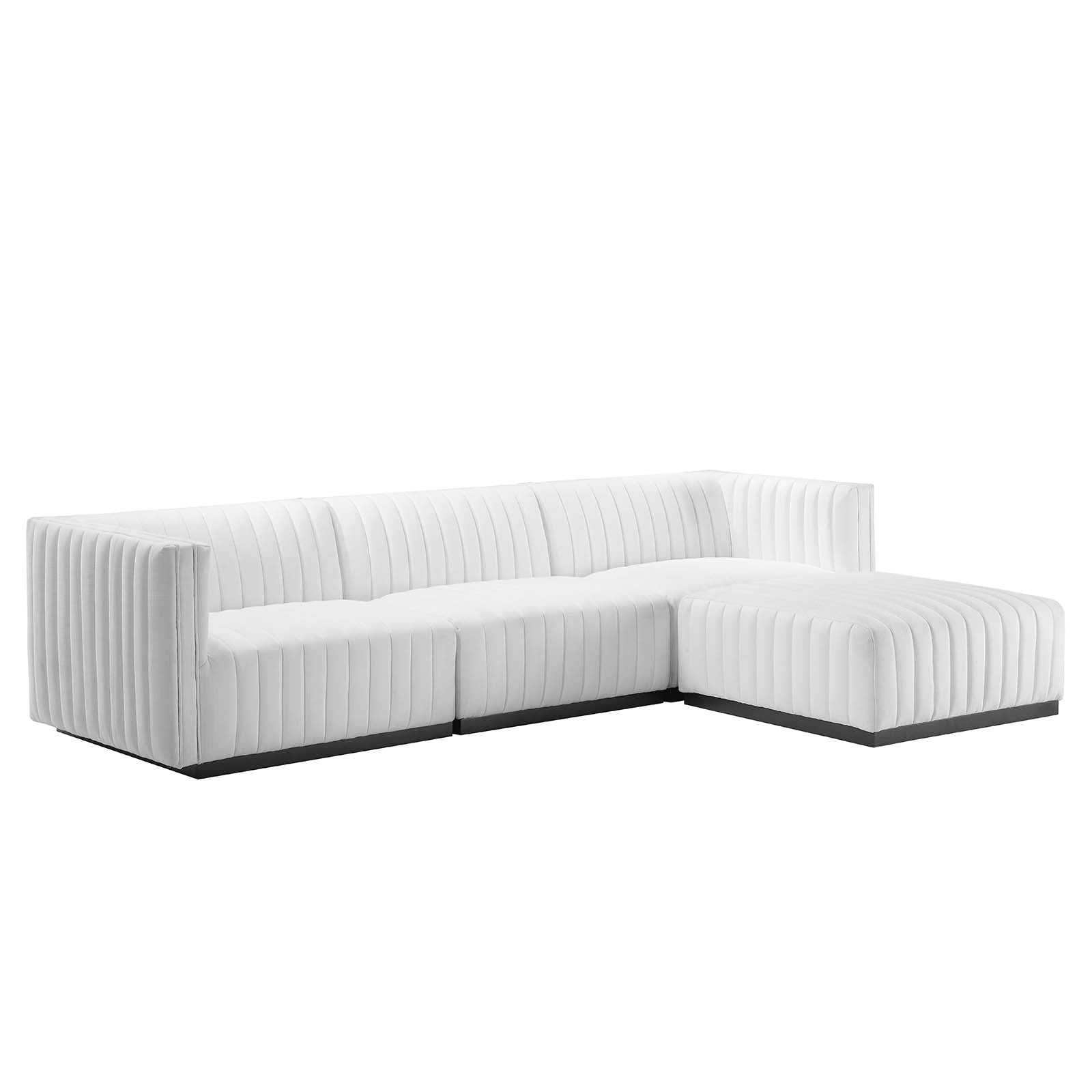 Modway Sectional Sofas - Conjure Channel Tufted Upholstered Fabric 4-Piece Sectional Sofa Black White