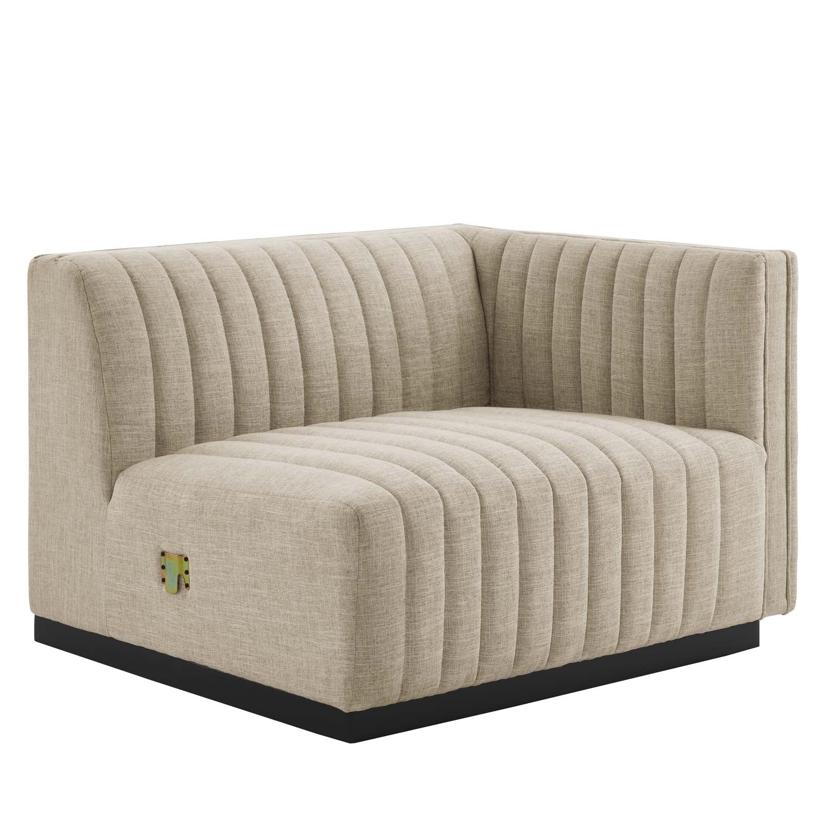 Modway Sofas & Couches - Conjure Channel Tufted Upholstered Fabric 4-Piece Sofa Black Beige