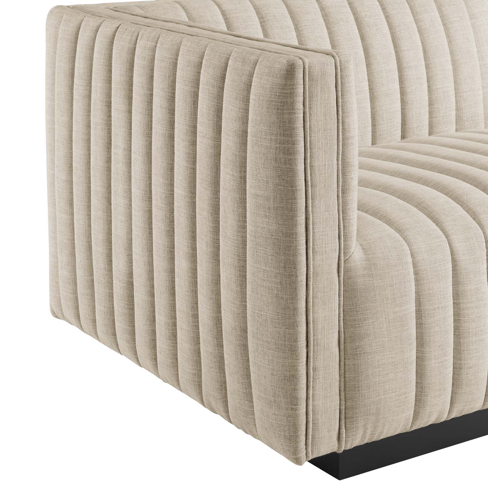 Modway Sofas & Couches - Conjure Channel Tufted Upholstered Fabric 4-Piece Sofa Black Beige