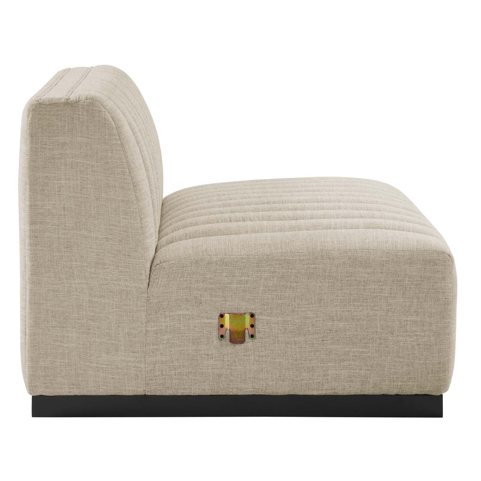 Modway Sofas & Couches - Conjure Channel Tufted Upholstered Fabric 4-Piece Sofa Black Beige