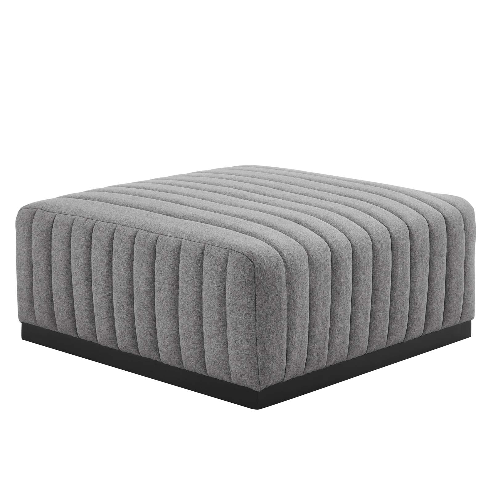 Modway Sectional Sofas - Conjure Channel Tufted Upholstered Fabric 6-Piece Sectional Sofa Black Light Gray