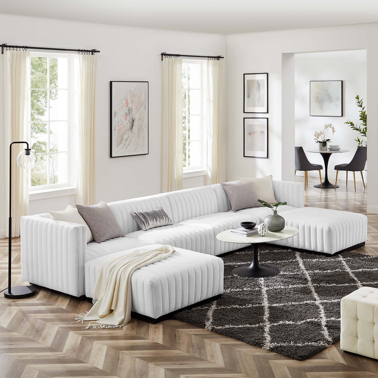Buy Conjure Channel Tufted Upholstered Fabric 6 Piece Sectional