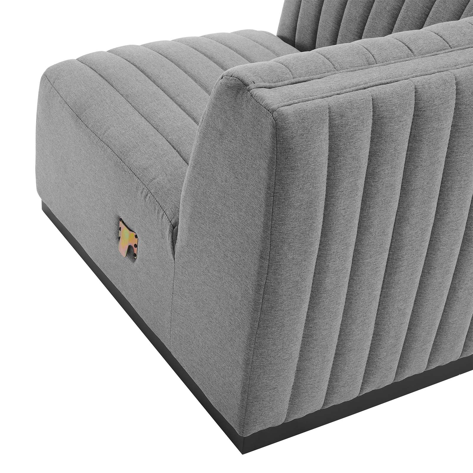 Modway Sectional Sofas - Conjure Channel Tufted 73 " W Upholstered Fabric 4-Piece L-Shaped Sectional Black Light Gray