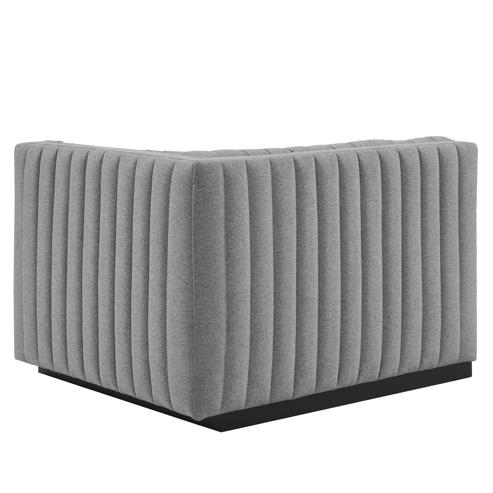 Modway Sectional Sofas - Conjure Channel Tufted 73 " W Upholstered Fabric 4-Piece L-Shaped Sectional Black Light Gray