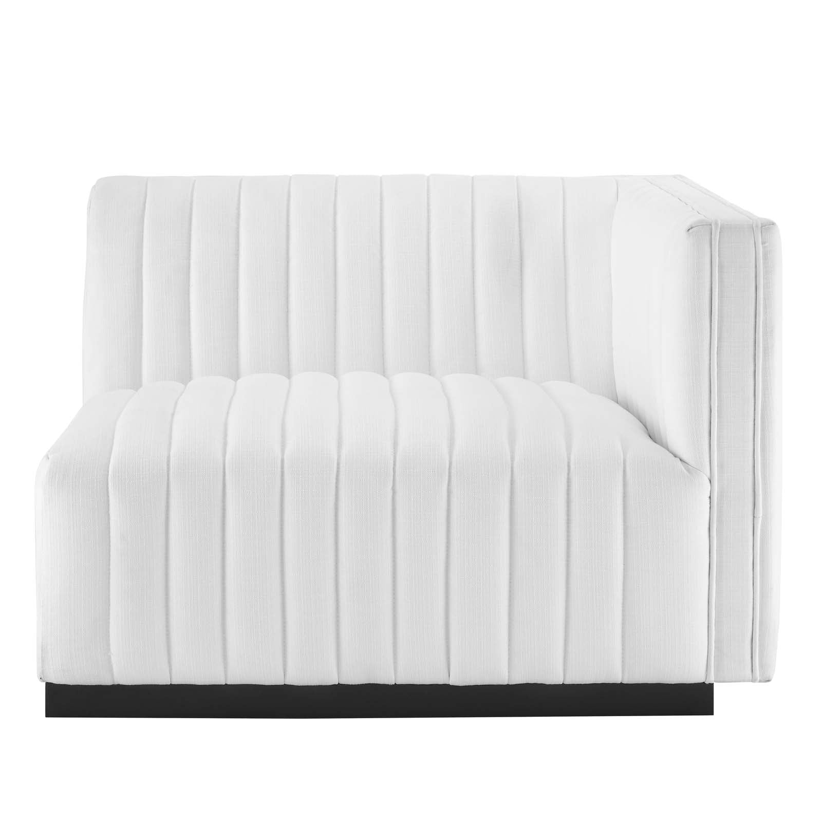 Modway Sectional Sofas - Conjure Channel Tufted Upholstered 73 " W Fabric 4-Piece L-Shaped Sectional Black White