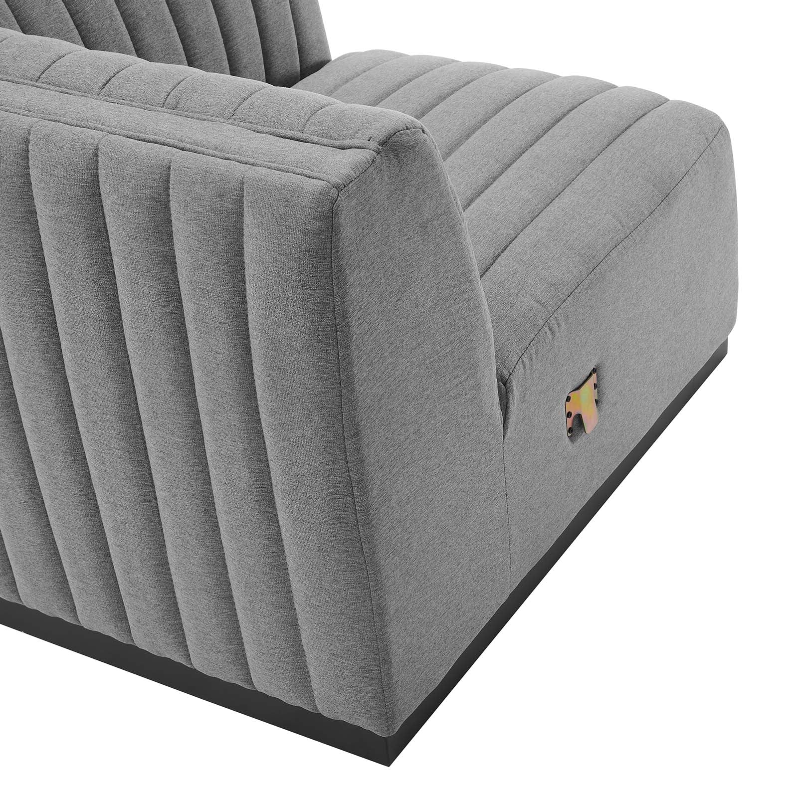 Modway Sectional Sofas - Conjure Channel Tufted Upholstered Fabric 4-Piece L-Shaped Sectional Black Light Gray