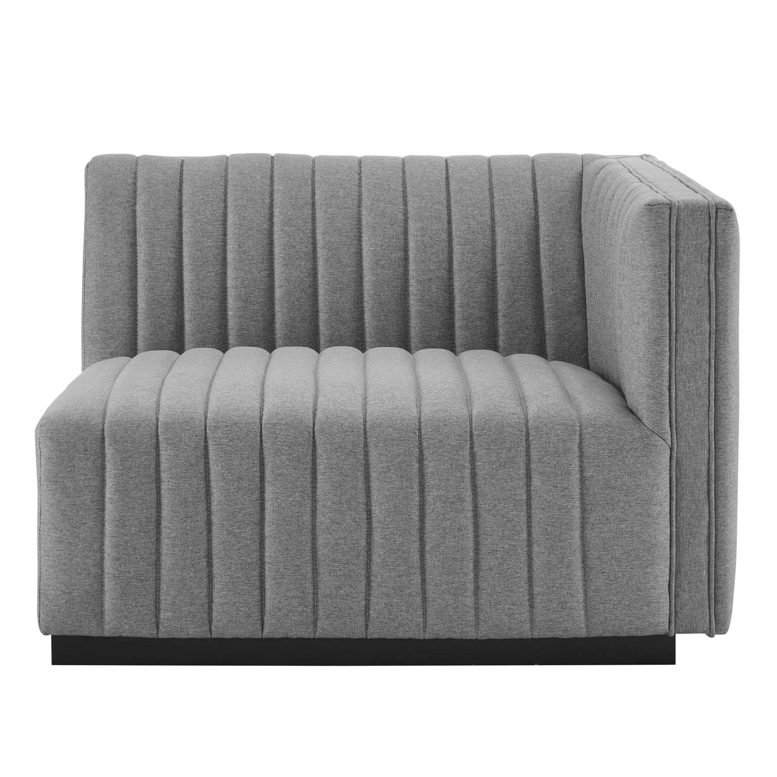Modway Sectional Sofas - Conjure Channel Tufted Upholstered Fabric 4-Piece L-Shaped Sectional Black Light Gray