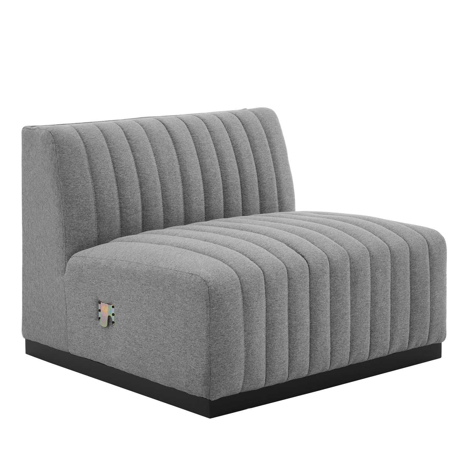 Modway Sectional Sofas - Conjure Channel Tufted Upholstered 114 " W Fabric 5-Piece L-Shaped Sectional Black Light Gray