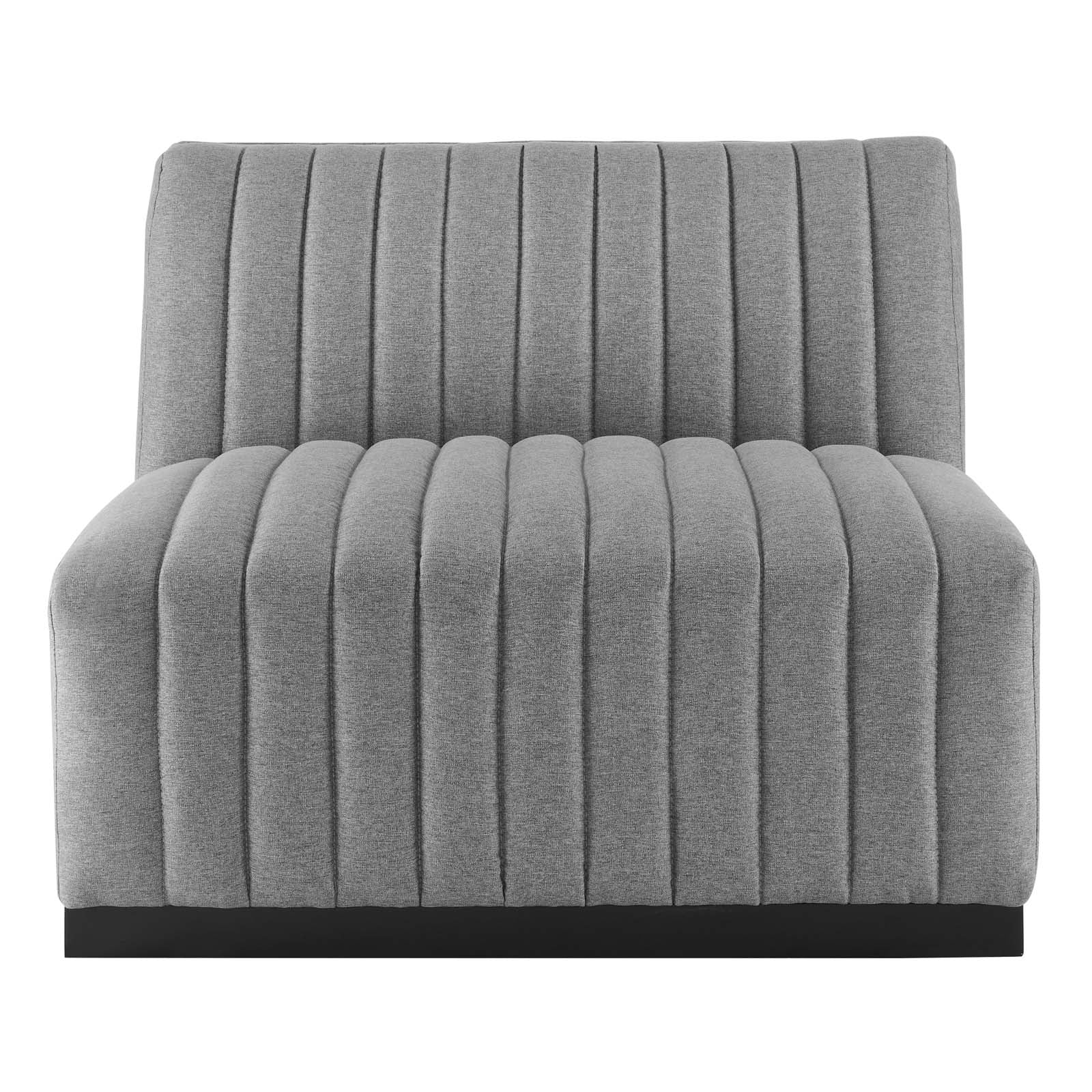 Modway Sectional Sofas - Conjure Channel Tufted Upholstered 114 " W Fabric 5-Piece L-Shaped Sectional Black Light Gray