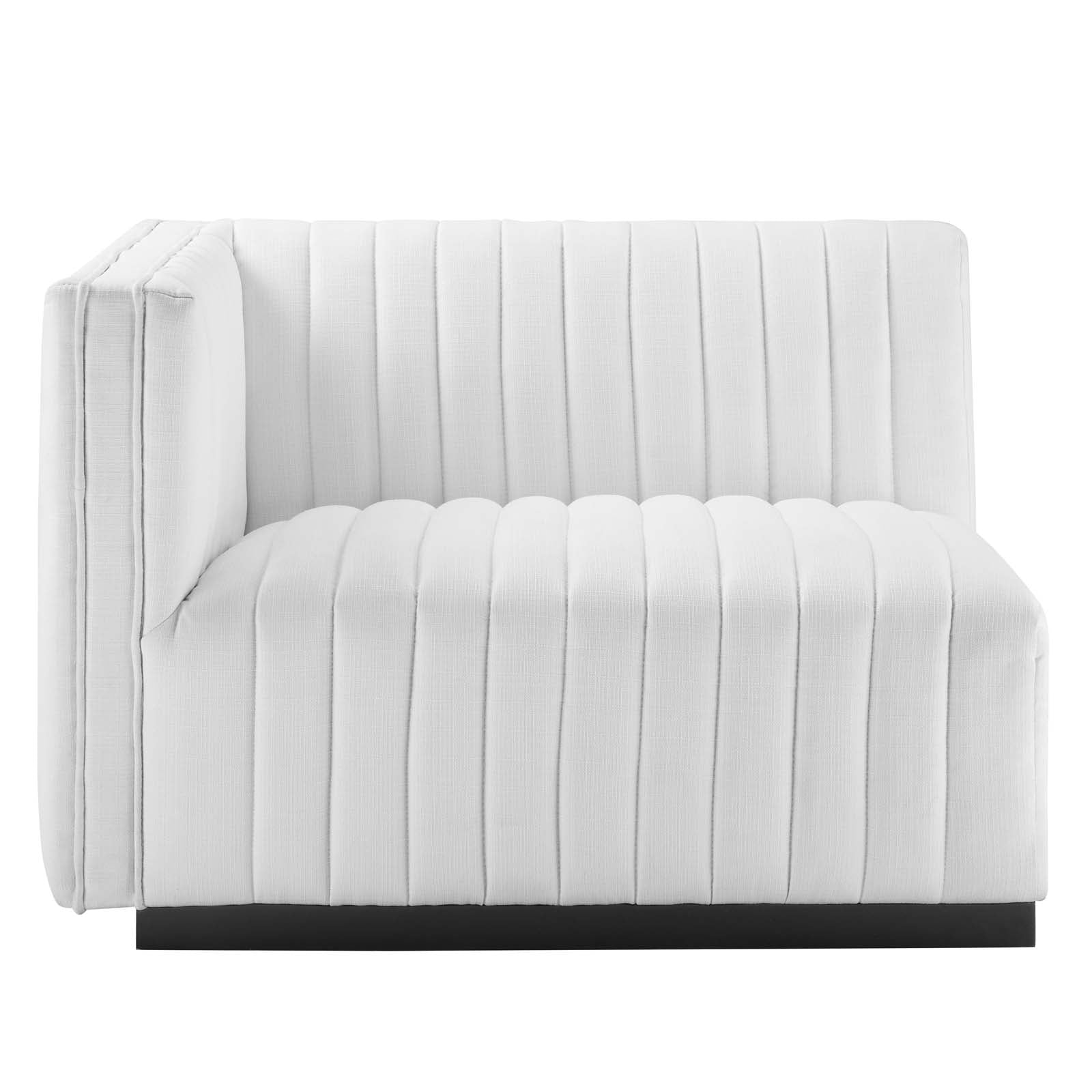 Modway Sectional Sofas - Conjure Channel Tufted 114 " W Upholstered Fabric 5-Piece L-Shaped Sectional Black White