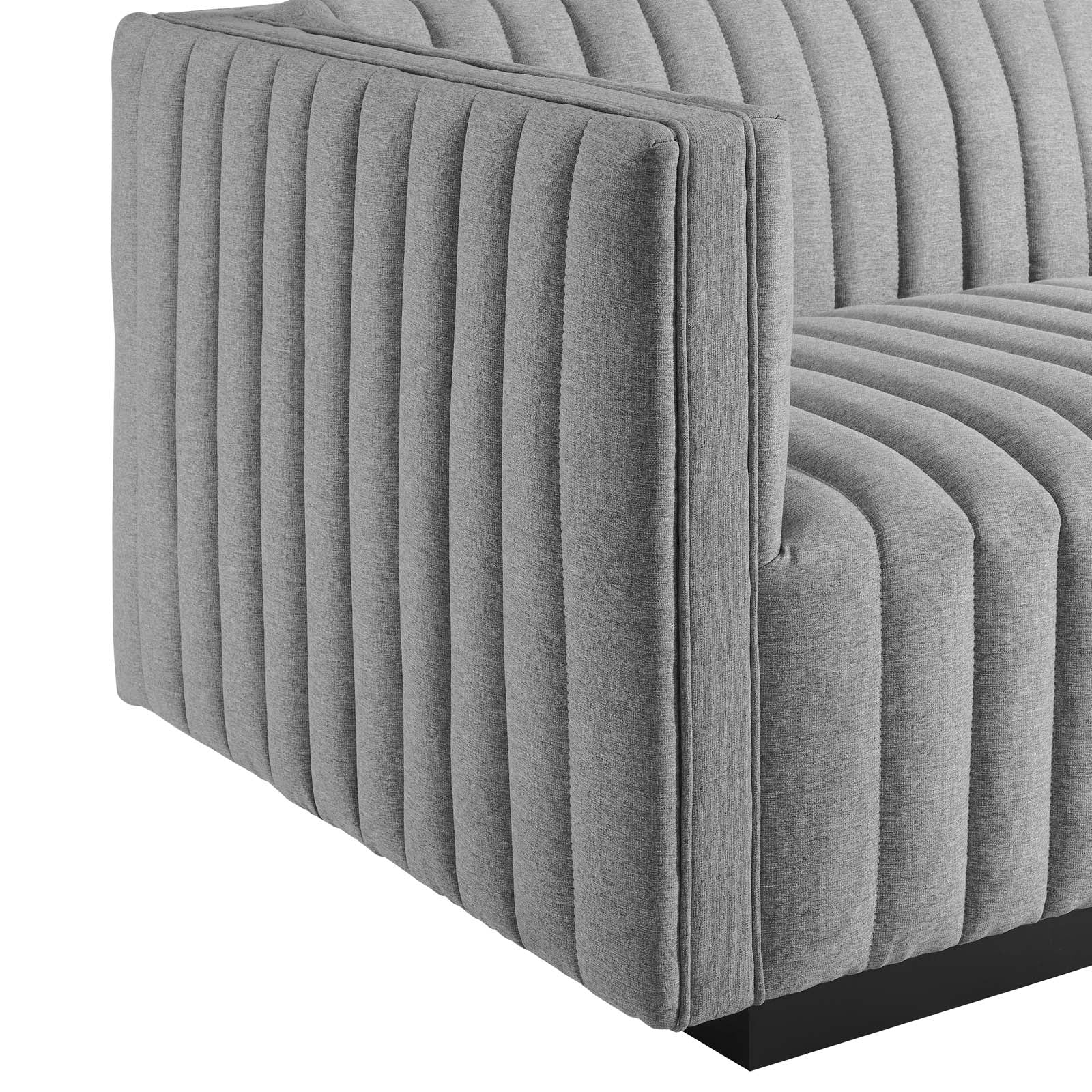 Modway Sectional Sofas - Conjure Channel Tufted Upholstered Fabric 5-Piece L-Shaped Sectional Black Light Gray