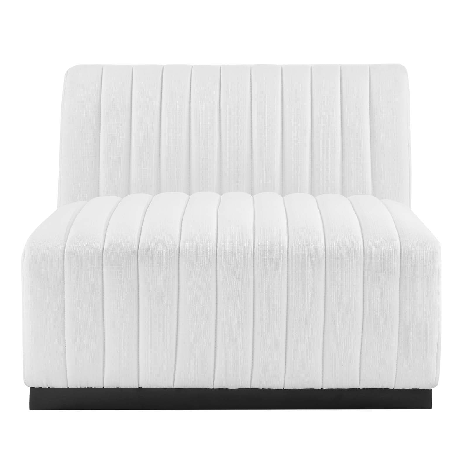 Modway Sectional Sofas - Conjure Channel Tufted Upholstered Fabric 5-Piece L-Shaped Sectional Black White