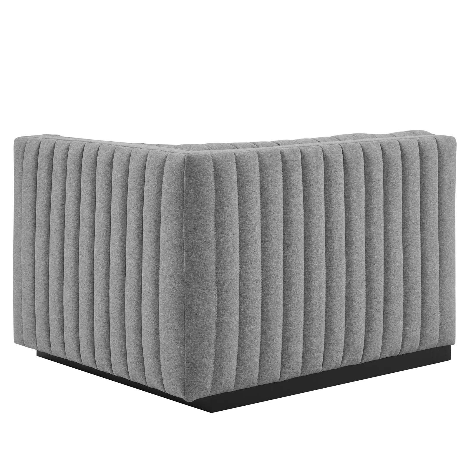 Modway Sectional Sofas - Conjure Channel Tufted Upholstered Fabric 6-Piece U-Shaped Sectional Black Light Gray