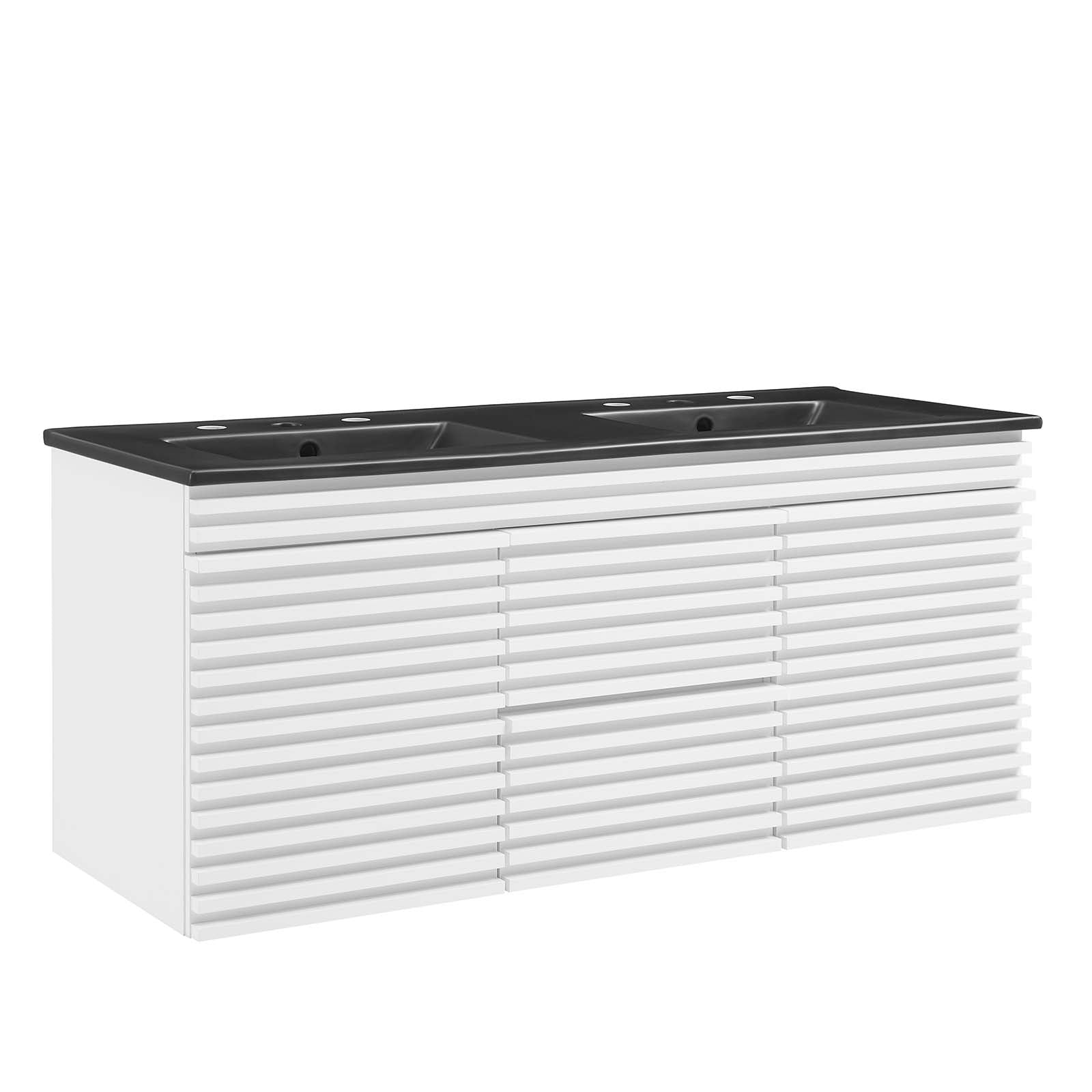 Modway Bathroom Vanity - Render-48"-Wall-Mount-Bathroom-Vanity-White-Black