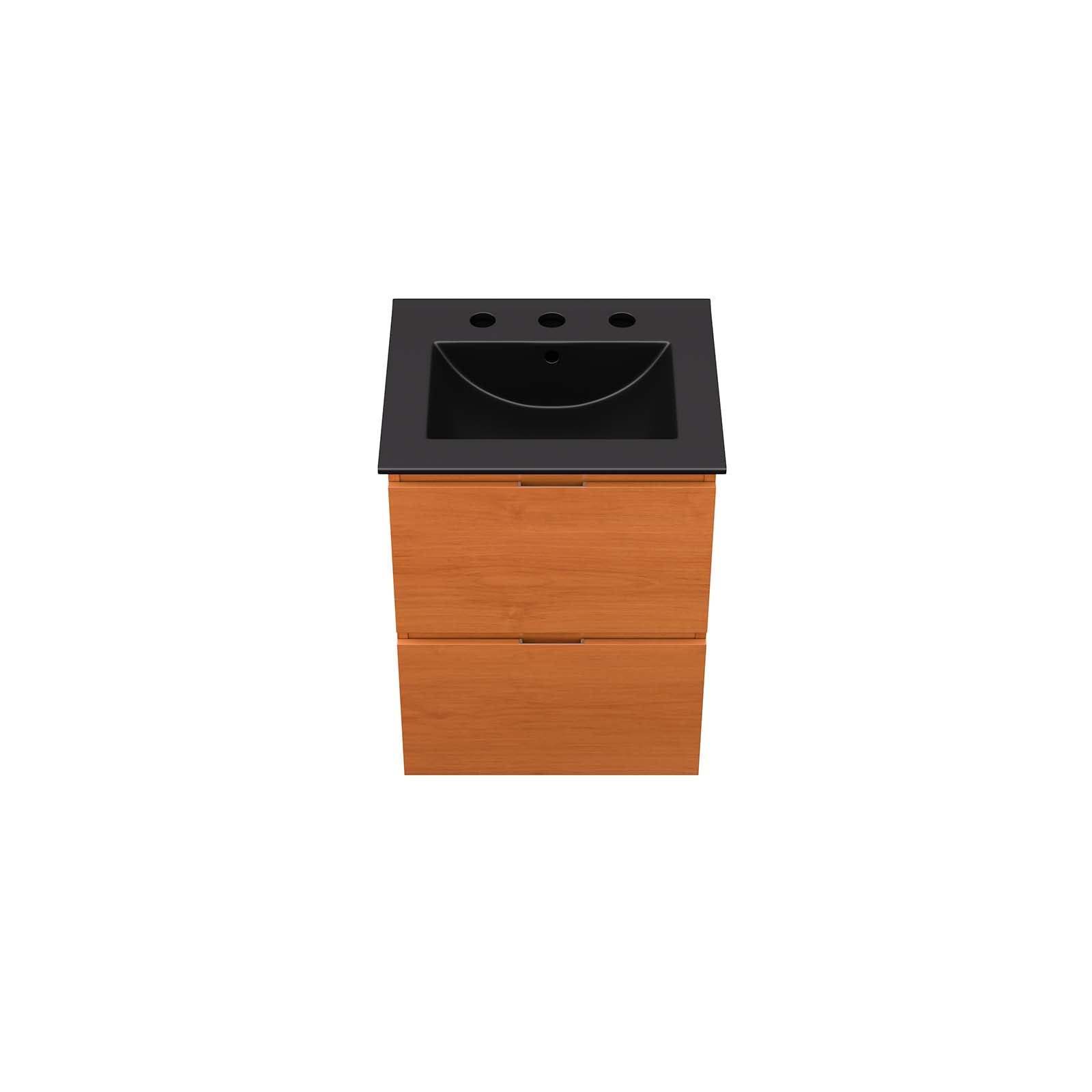 Modway Bathroom Vanity - Scenic 18" Wall-Mount Bathroom Vanity Cherry Black