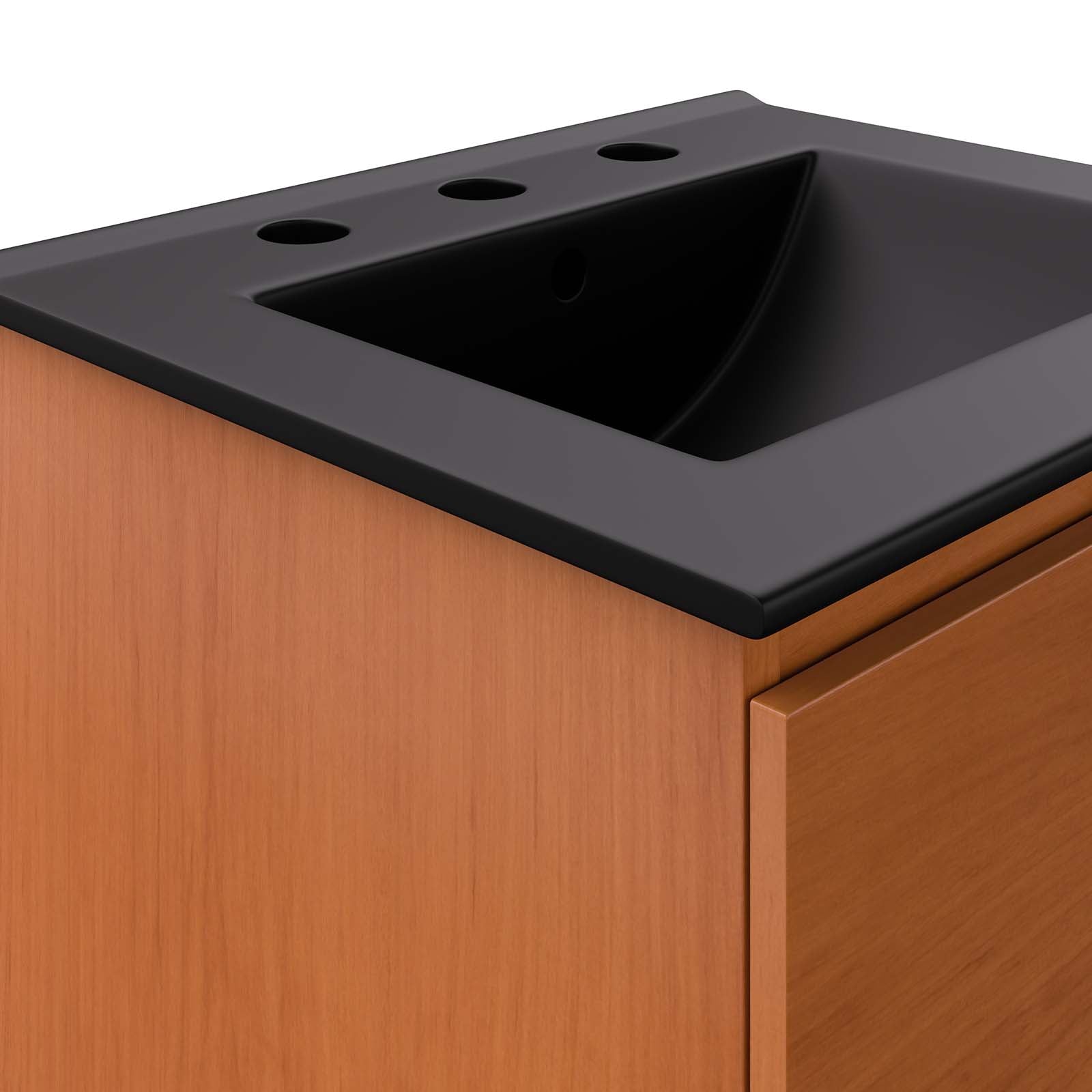 Modway Bathroom Vanity - Scenic 18" Wall-Mount Bathroom Vanity Cherry Black